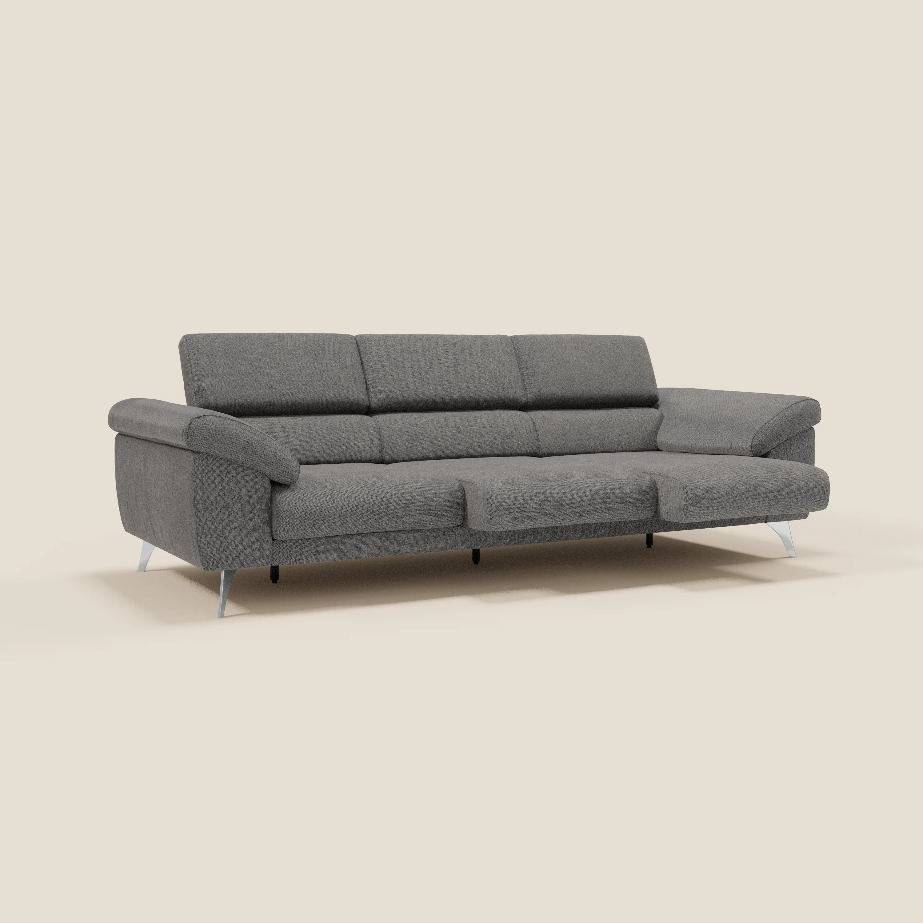 Donatello Canapé avec 3 assises extensibles accoudoirs avec coffre et têtières inclinables en tissu détachable T23 anthracite - Image 2