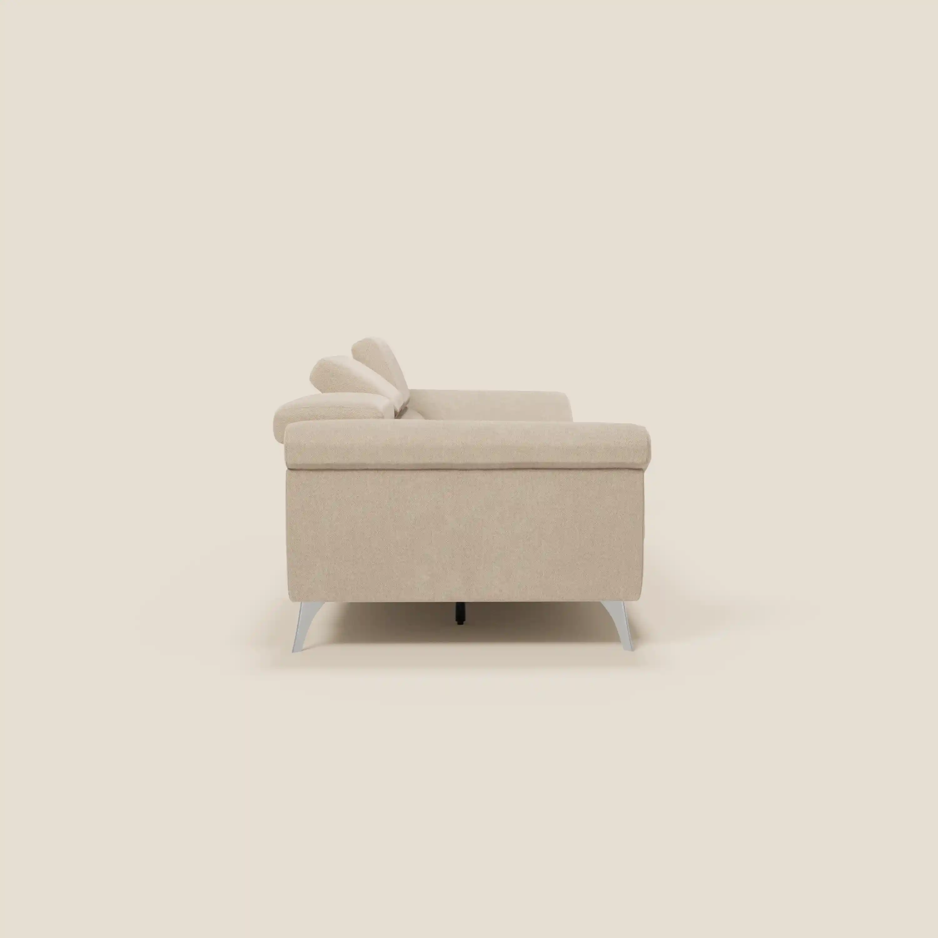 Donatello Canapé avec 3 assises extensibles accoudoirs avec coffre et têtières inclinables en tissu détachable T23 beige - Image 6