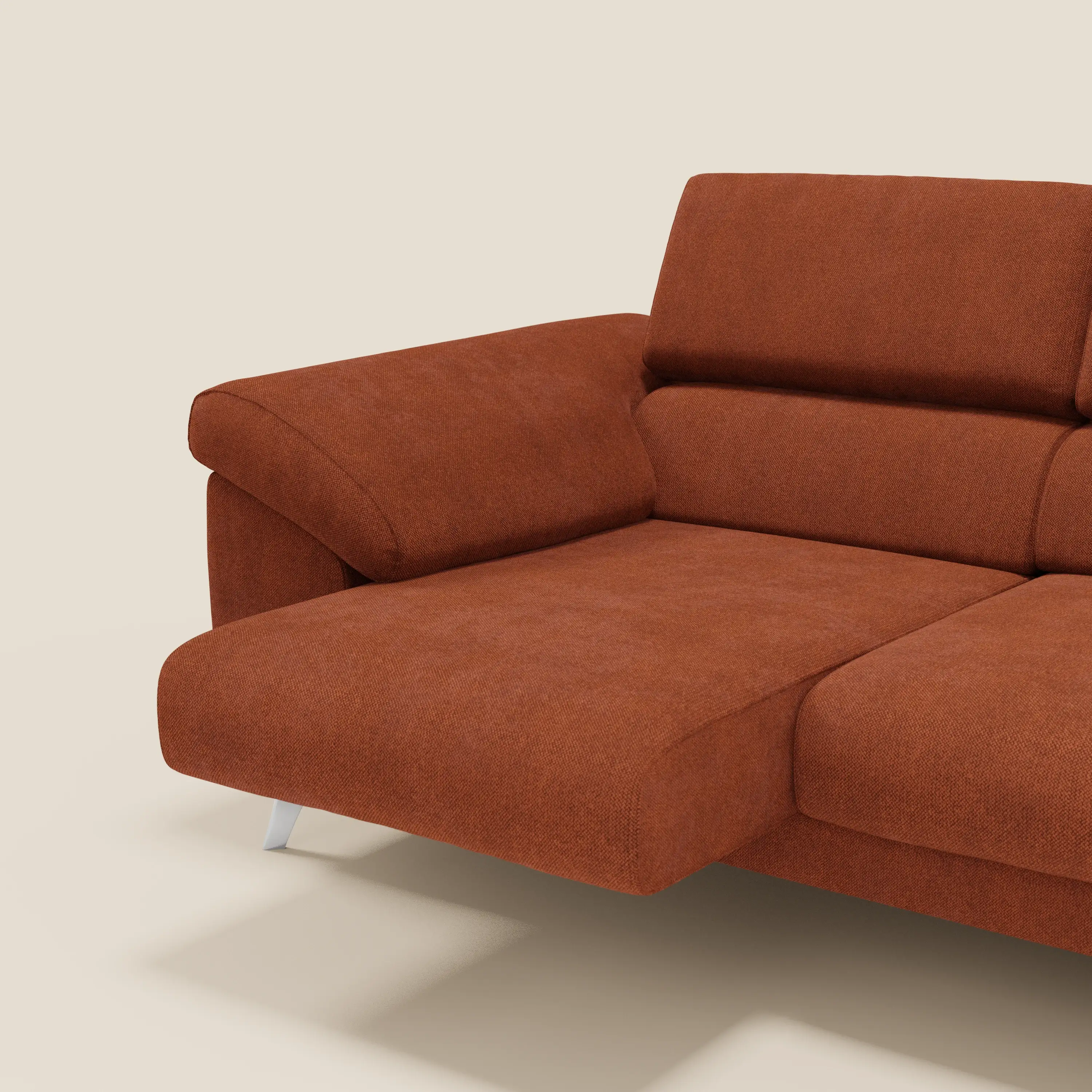 Donatello Canapé avec 3 assises extensibles accoudoirs avec coffre et têtières inclinables en tissu détachable T23 orange rouille - Image 4