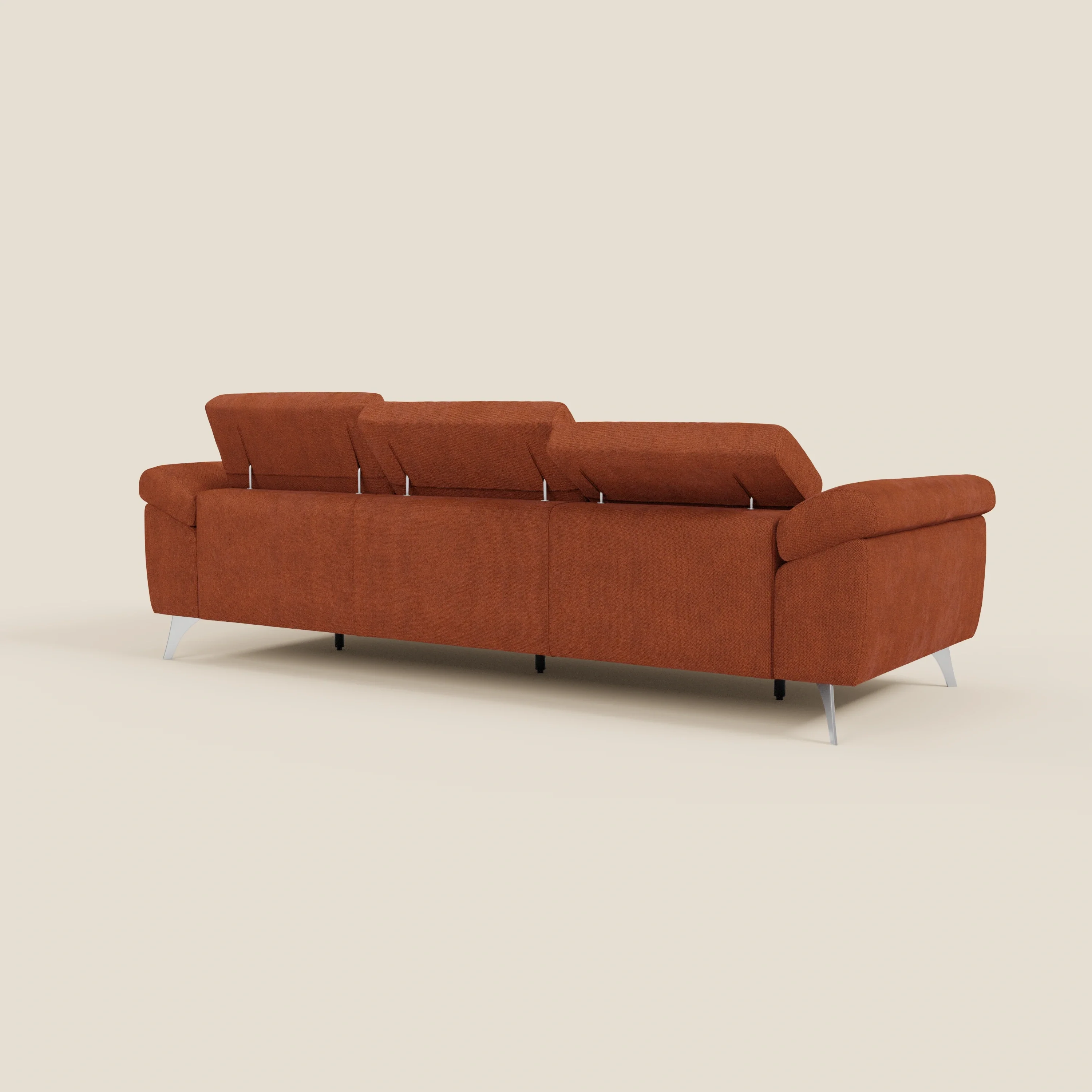 Donatello Canapé avec 3 assises extensibles accoudoirs avec coffre et têtières inclinables en tissu détachable T23 orange rouille - Image 7
