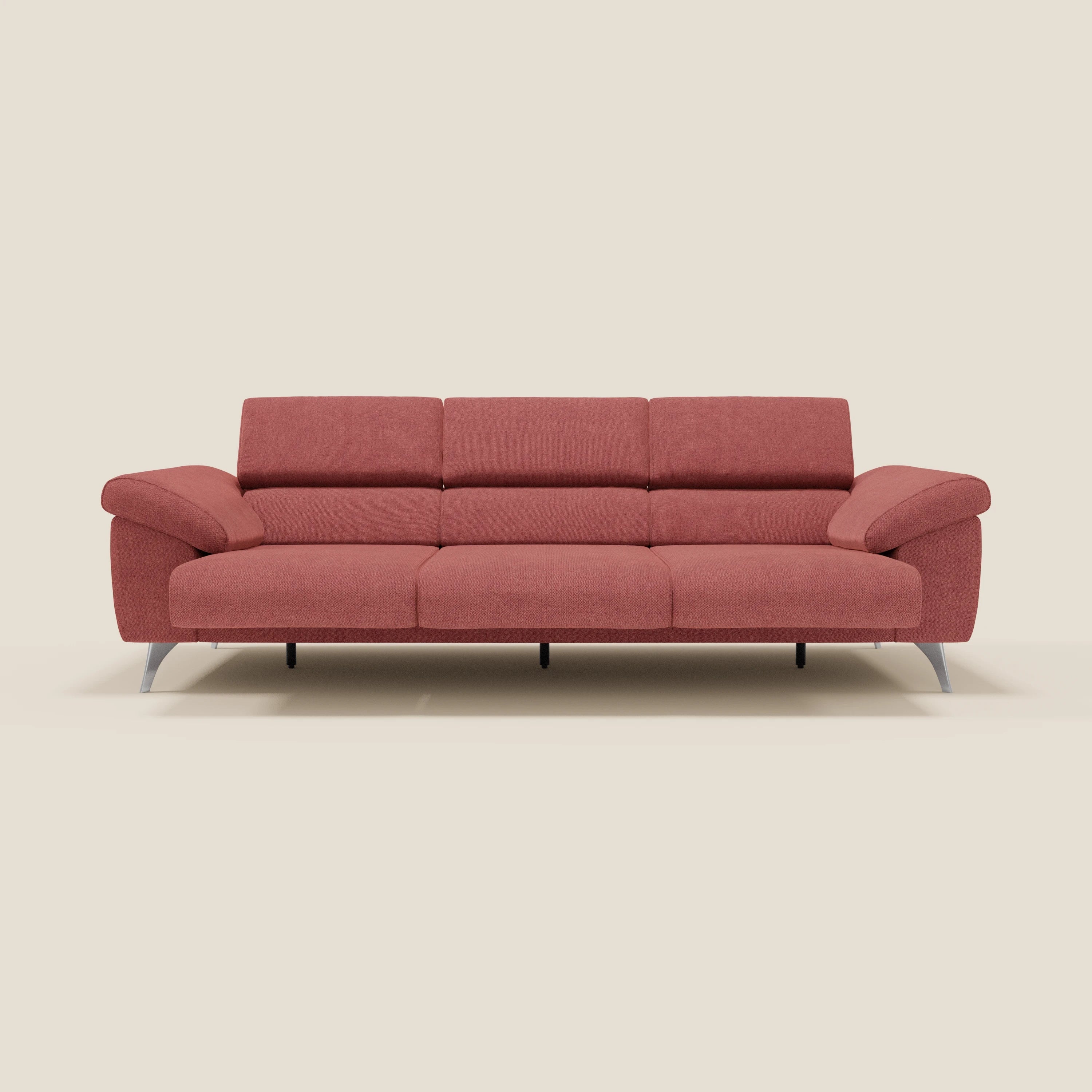 Donatello Canapé avec 3 assises extensibles accoudoirs avec coffre et têtières inclinables en tissu détachable T23 rouge cerise - Image 12