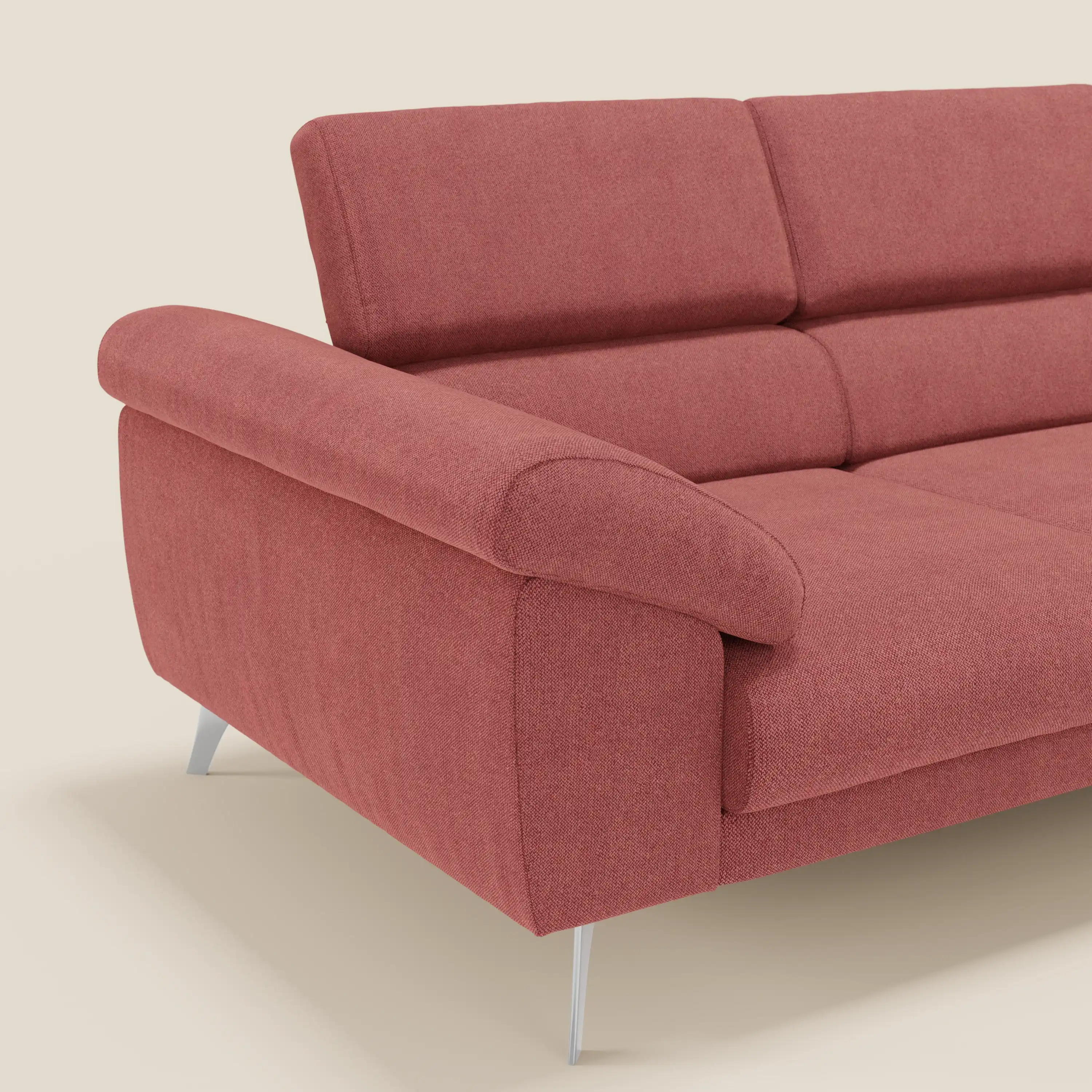 Donatello Canapé avec 3 assises extensibles accoudoirs avec coffre et têtières inclinables en tissu détachable T23 rouge cerise - Image 9