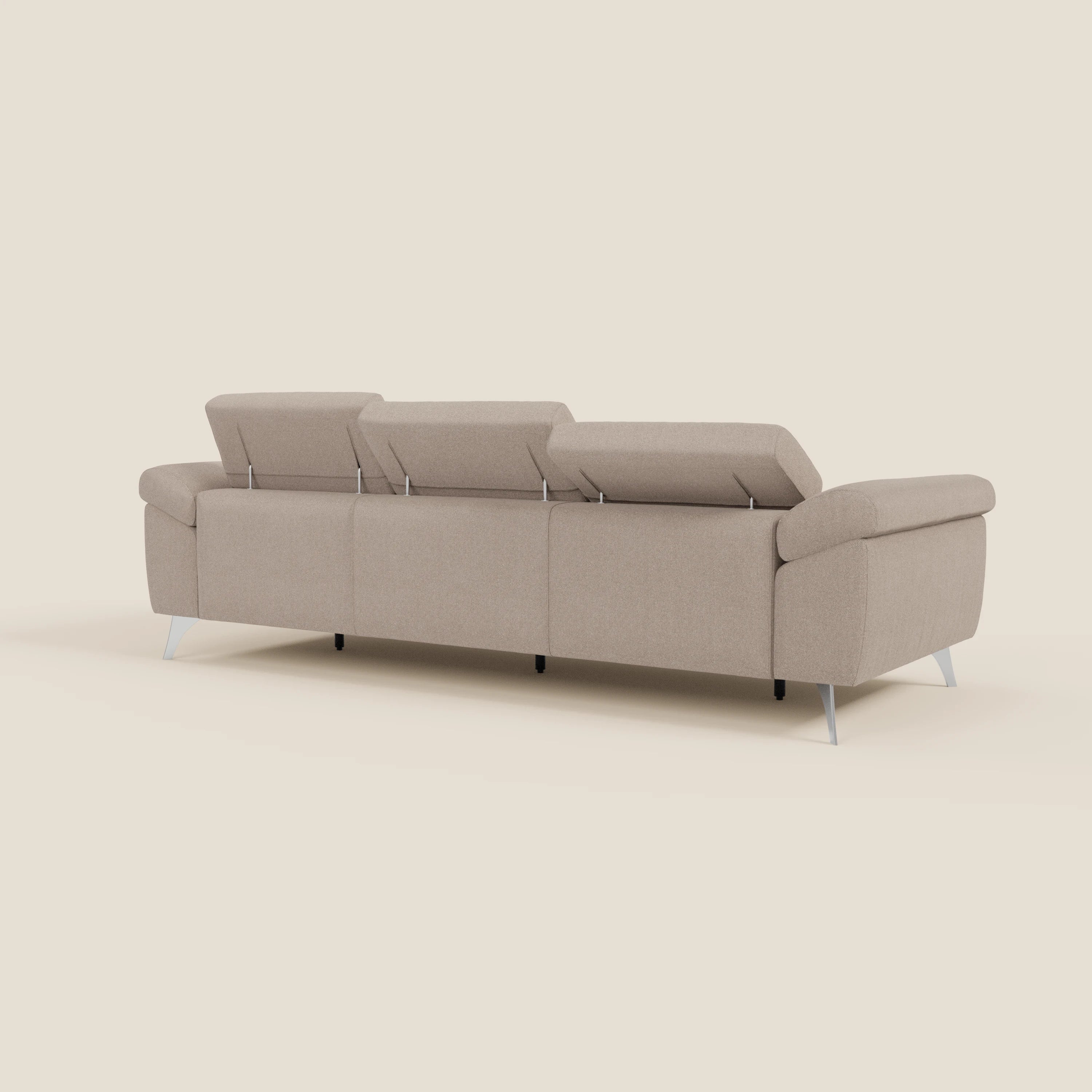 Donatello Canapé avec 3 assises extensibles accoudoirs avec coffre et têtières inclinables en tissu détachable T23 taupe - Image 7
