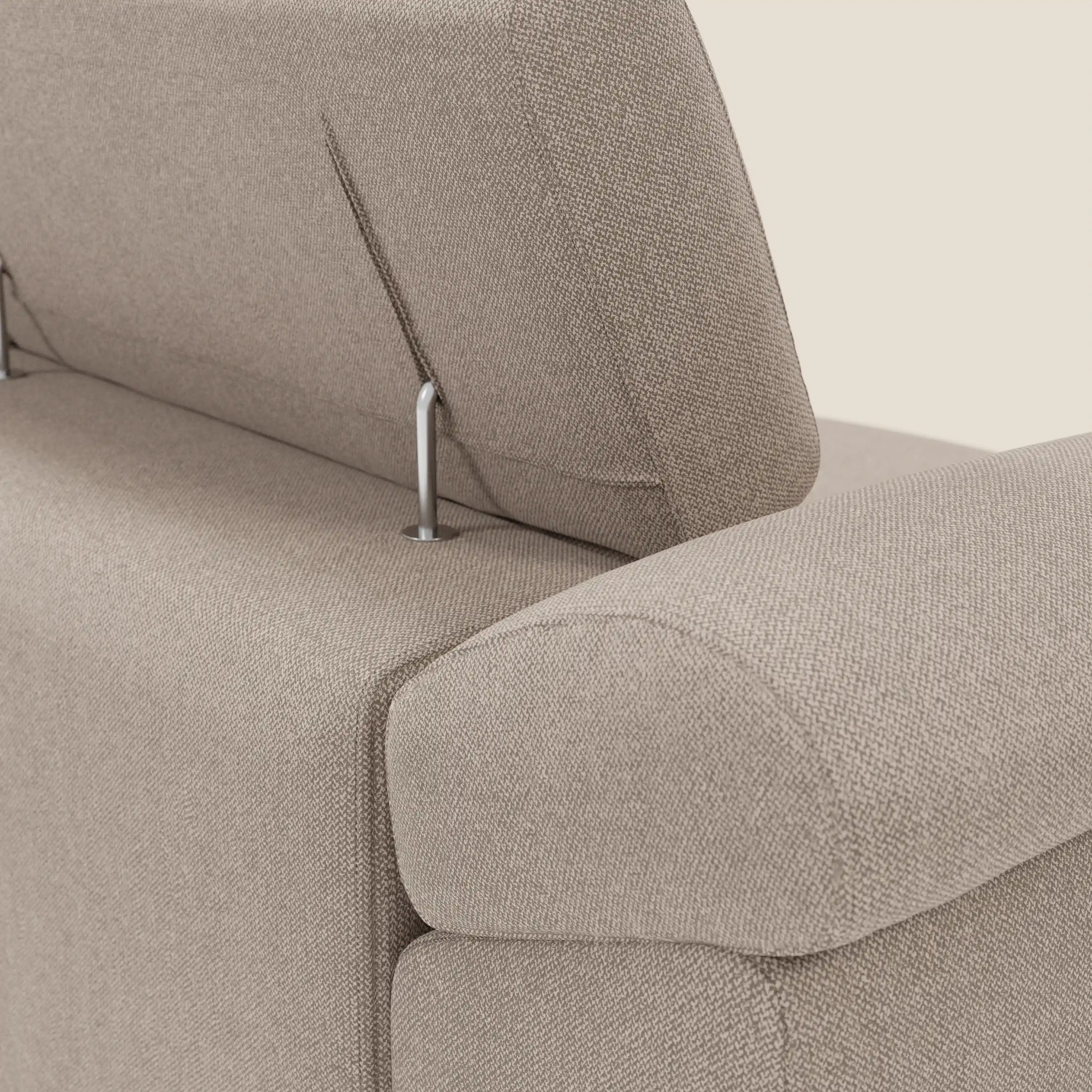 Donatello Canapé avec 3 assises extensibles accoudoirs avec coffre et têtières inclinables en tissu détachable T23 taupe - Image 9