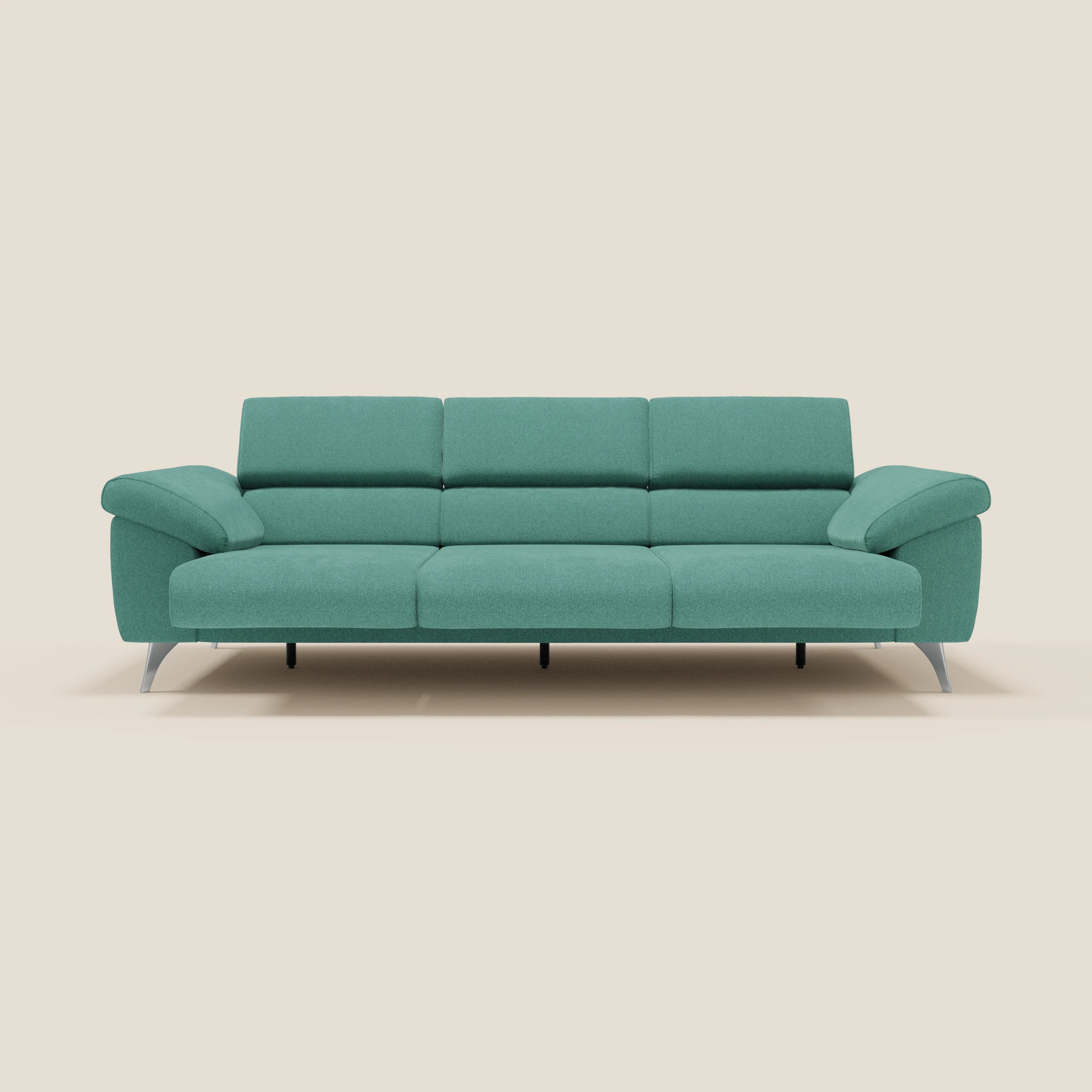 Donatello Canapé avec 3 assises extensibles accoudoirs avec coffre et têtières inclinables en tissu détachable T23 vert aquamarine - Image 11
