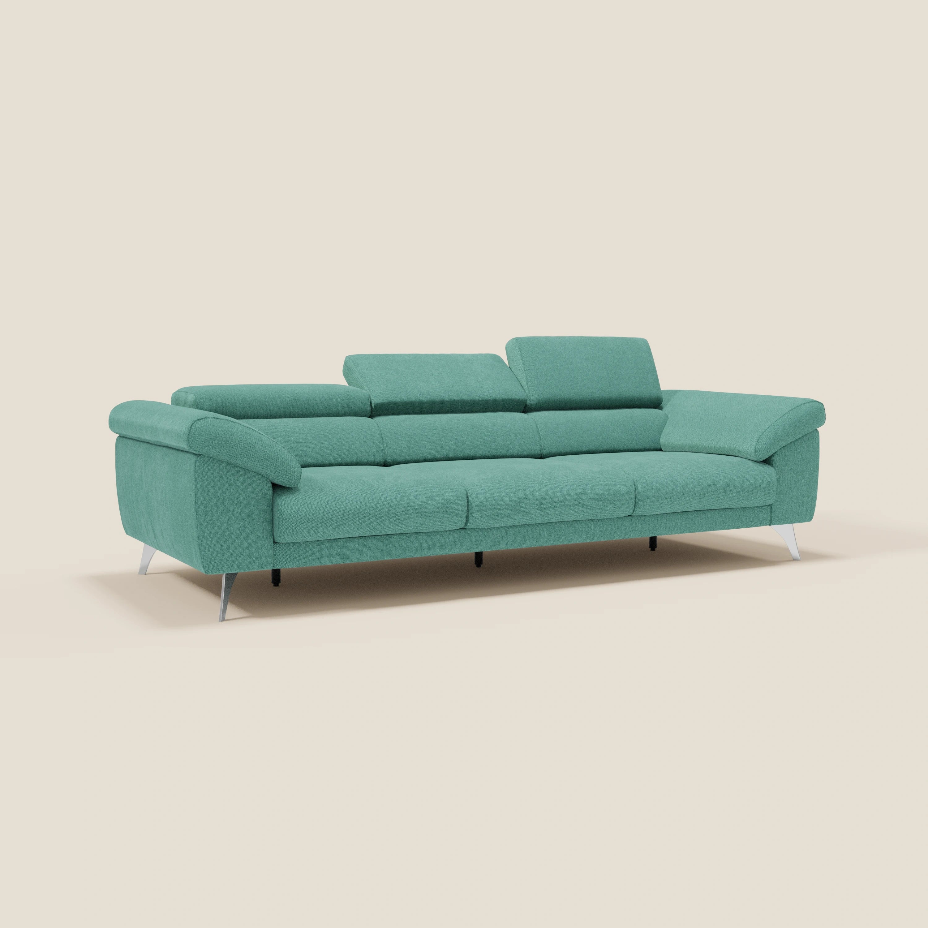 Donatello Canapé avec 3 assises extensibles accoudoirs avec coffre et têtières inclinables en tissu détachable T23 vert aquamarine - Image 3