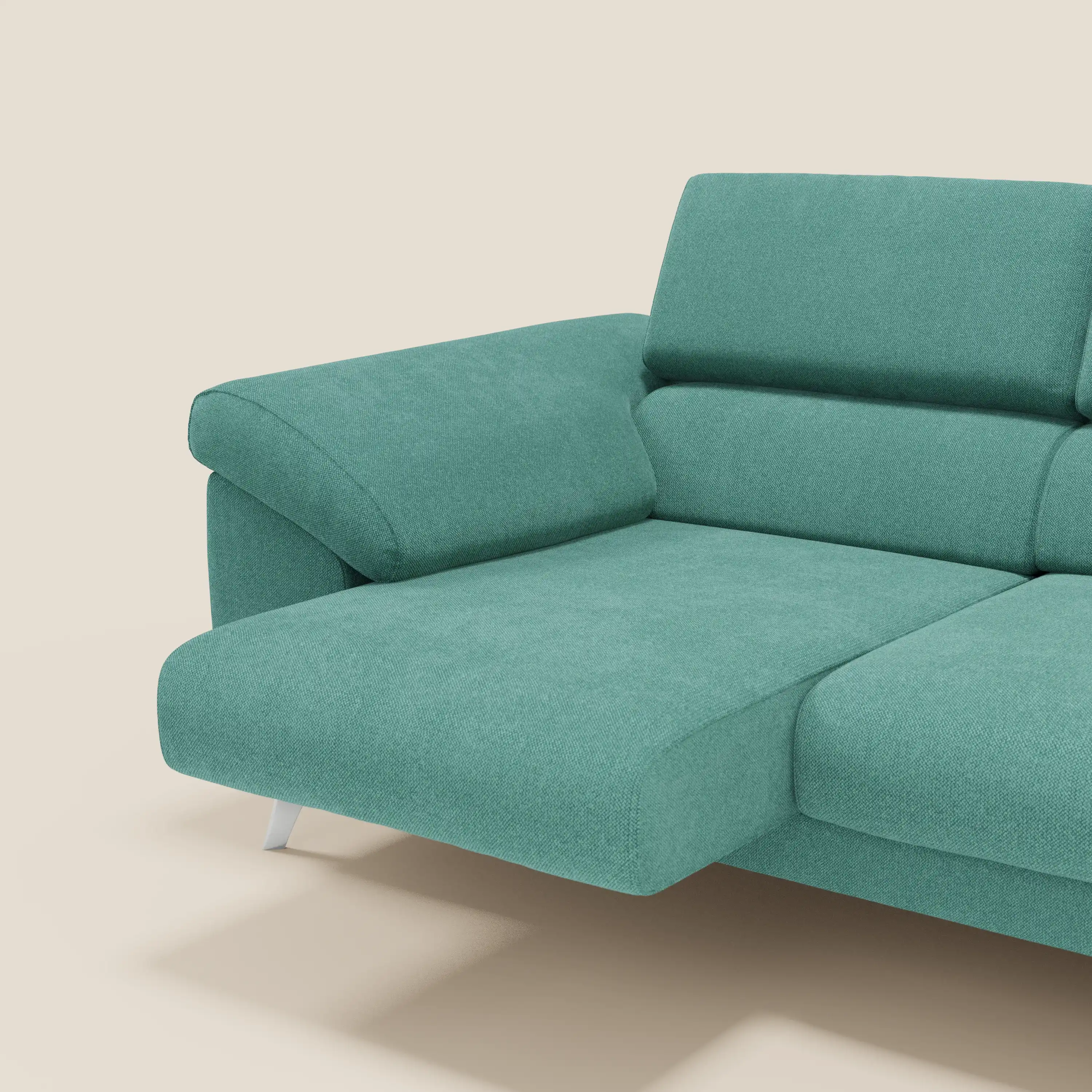 Donatello Canapé avec 3 assises extensibles accoudoirs avec coffre et têtières inclinables en tissu détachable T23 vert aquamarine - Image 4