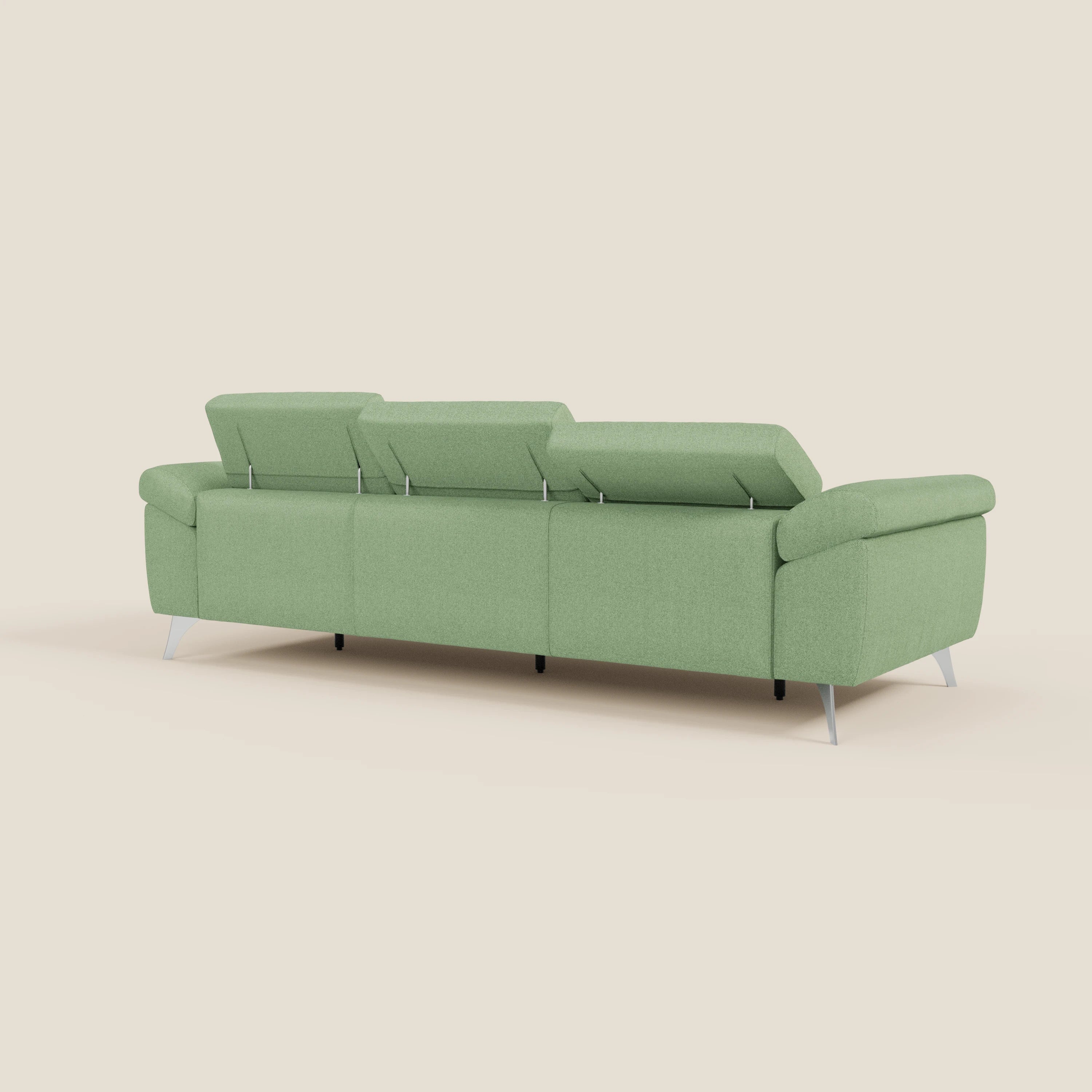 Donatello Canapé avec 3 assises extensibles accoudoirs avec coffre et têtières inclinables en tissu détachable T23 vert menthe - Image 7