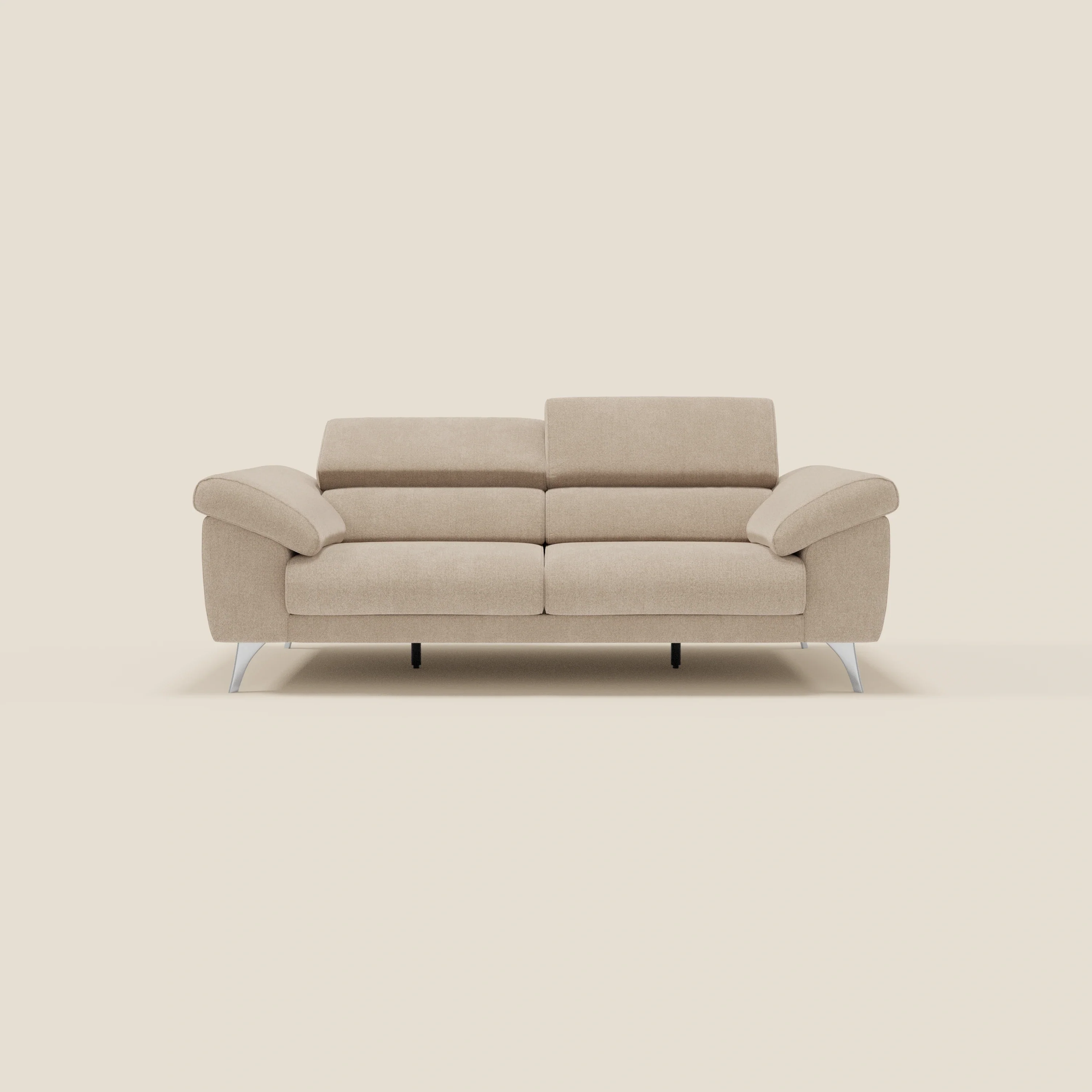 Donatello Canapé avec assises extensibles accoudoirs avec coffre et têtières inclinables en tissu détachable T23 beige