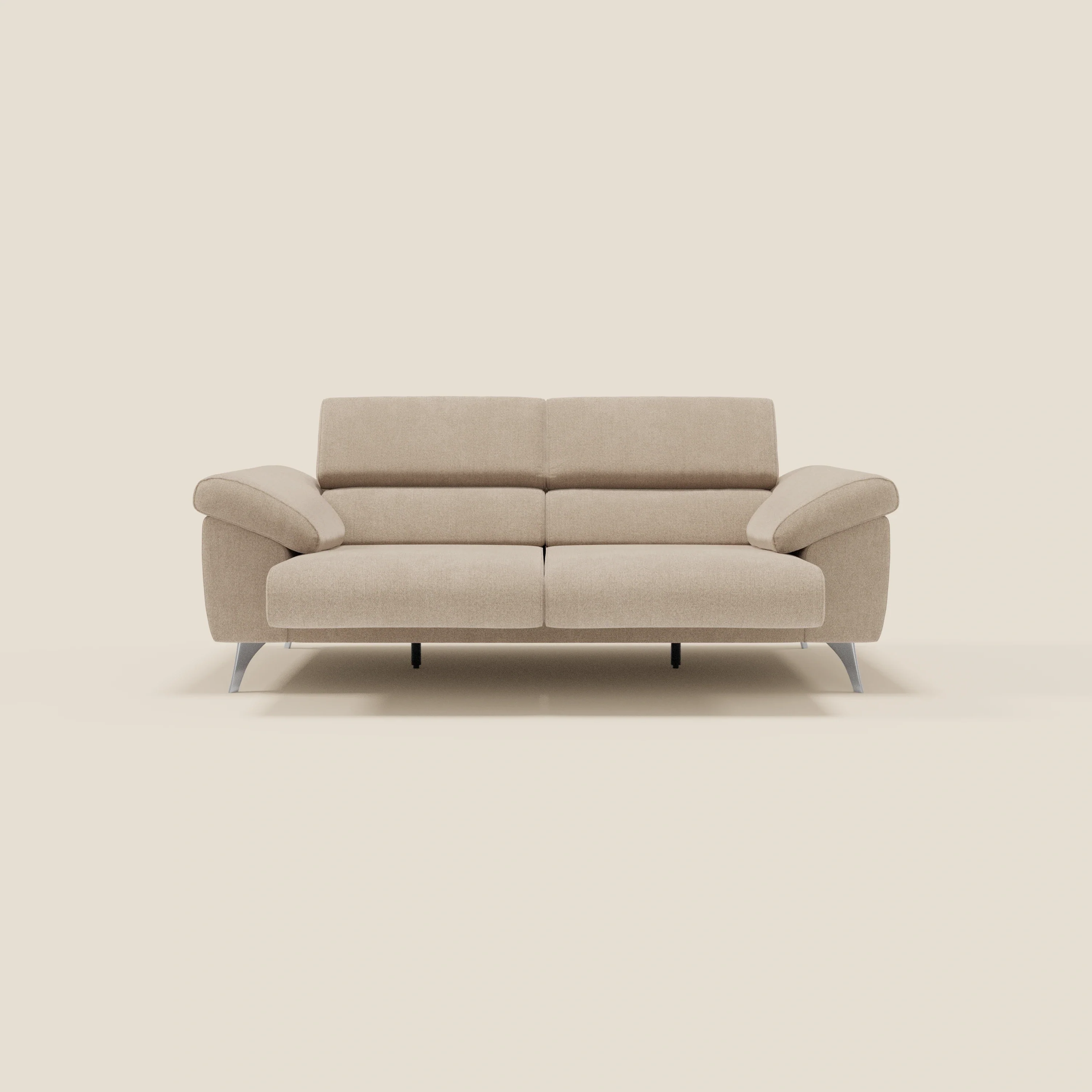 Donatello Canapé avec assises extensibles accoudoirs avec coffre et têtières inclinables en tissu détachable T23 beige - Image 11