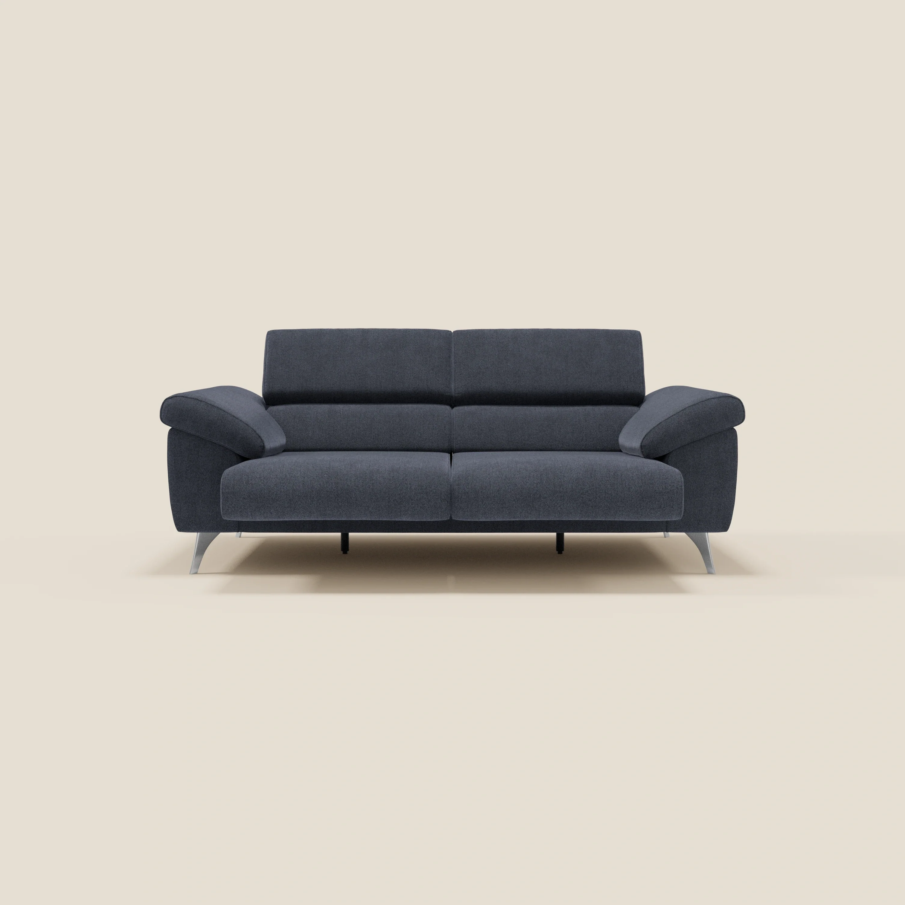 Donatello Canapé avec assises extensibles accoudoirs avec coffre et têtières inclinables en tissu détachable T23 bleu ardoise - Image 11