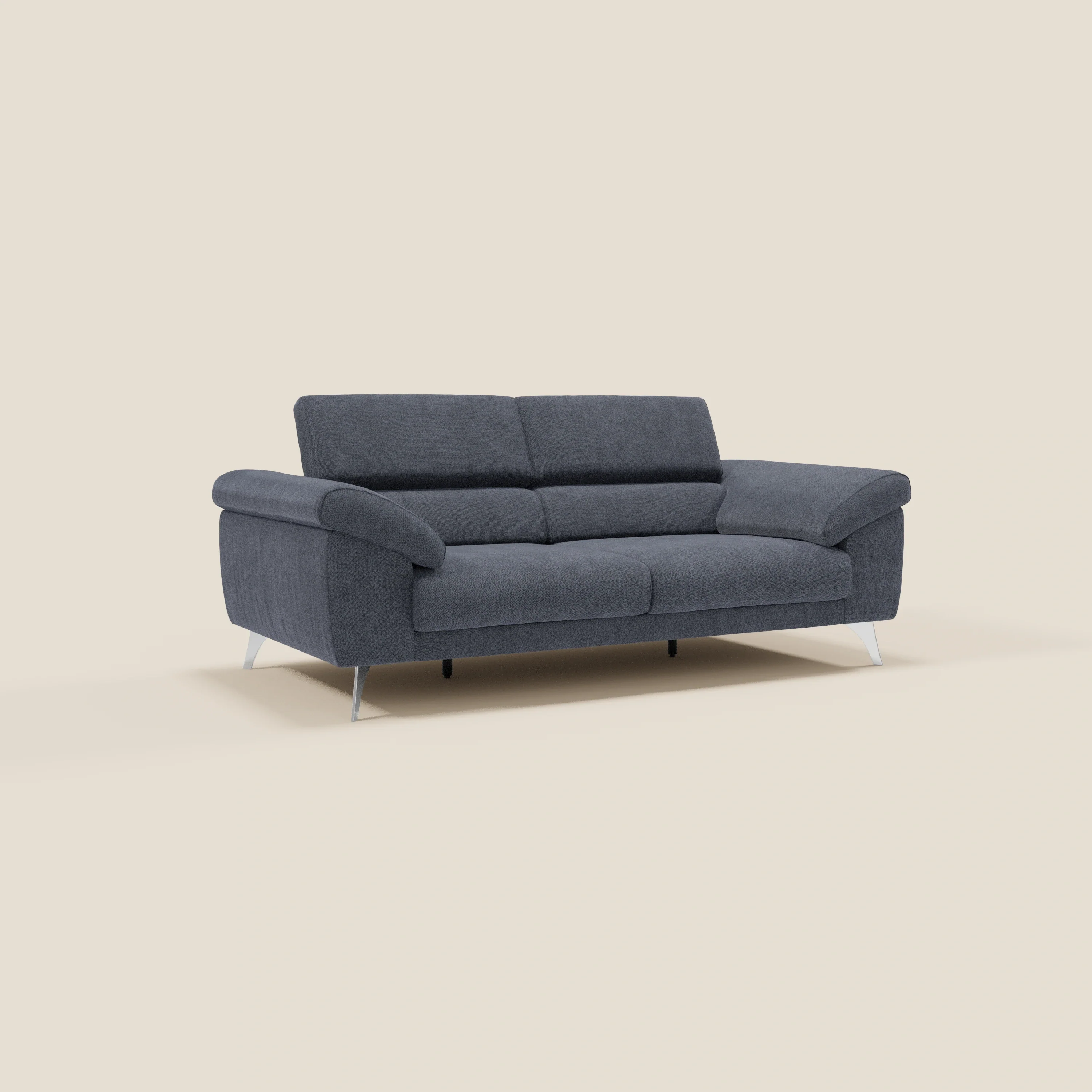 Donatello Canapé avec assises extensibles accoudoirs avec coffre et têtières inclinables en tissu détachable T23 bleu ardoise - Image 3