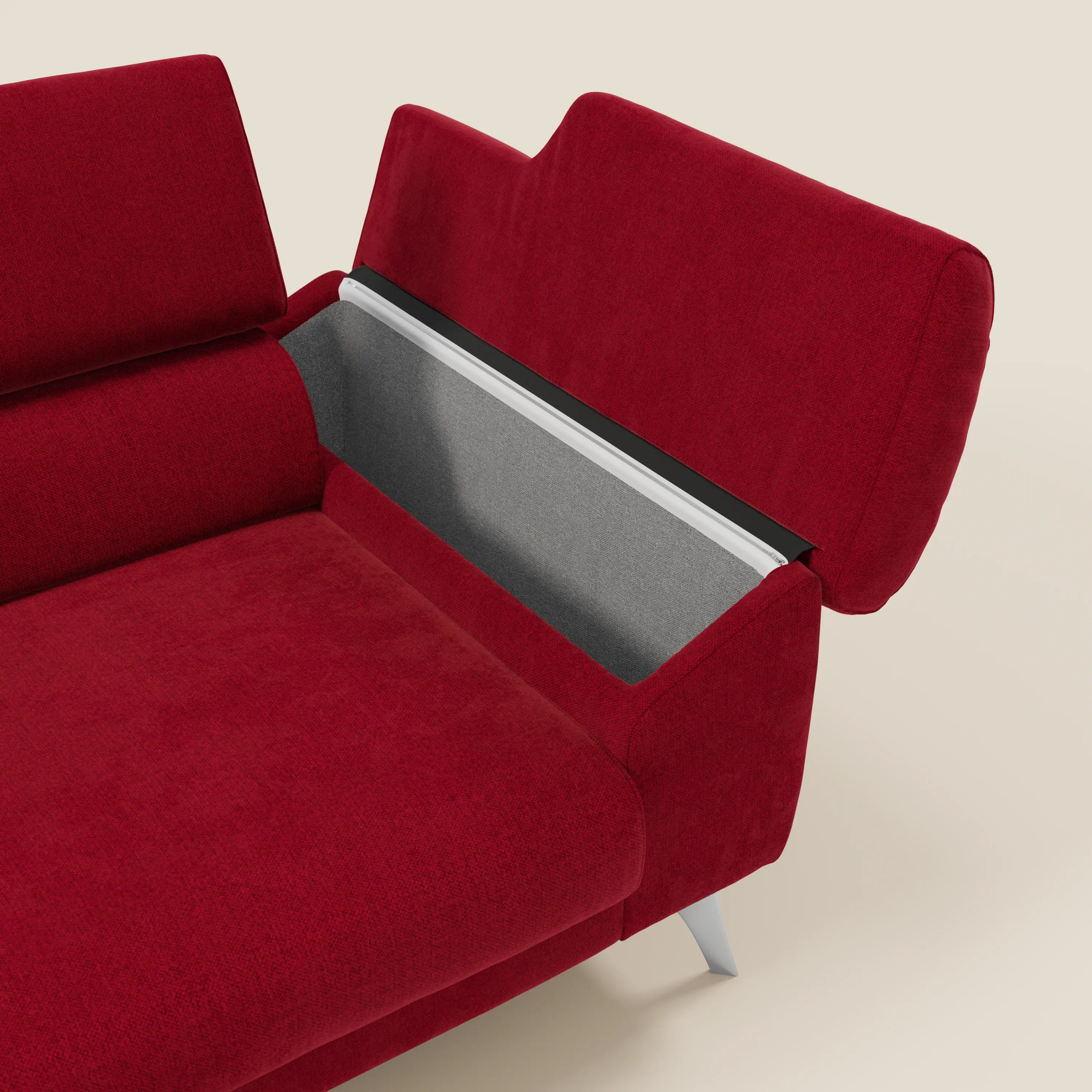 Donatello Canapé avec assises extensibles accoudoirs avec coffre et têtières inclinables en tissu détachable T23 bordeaux - Image 5