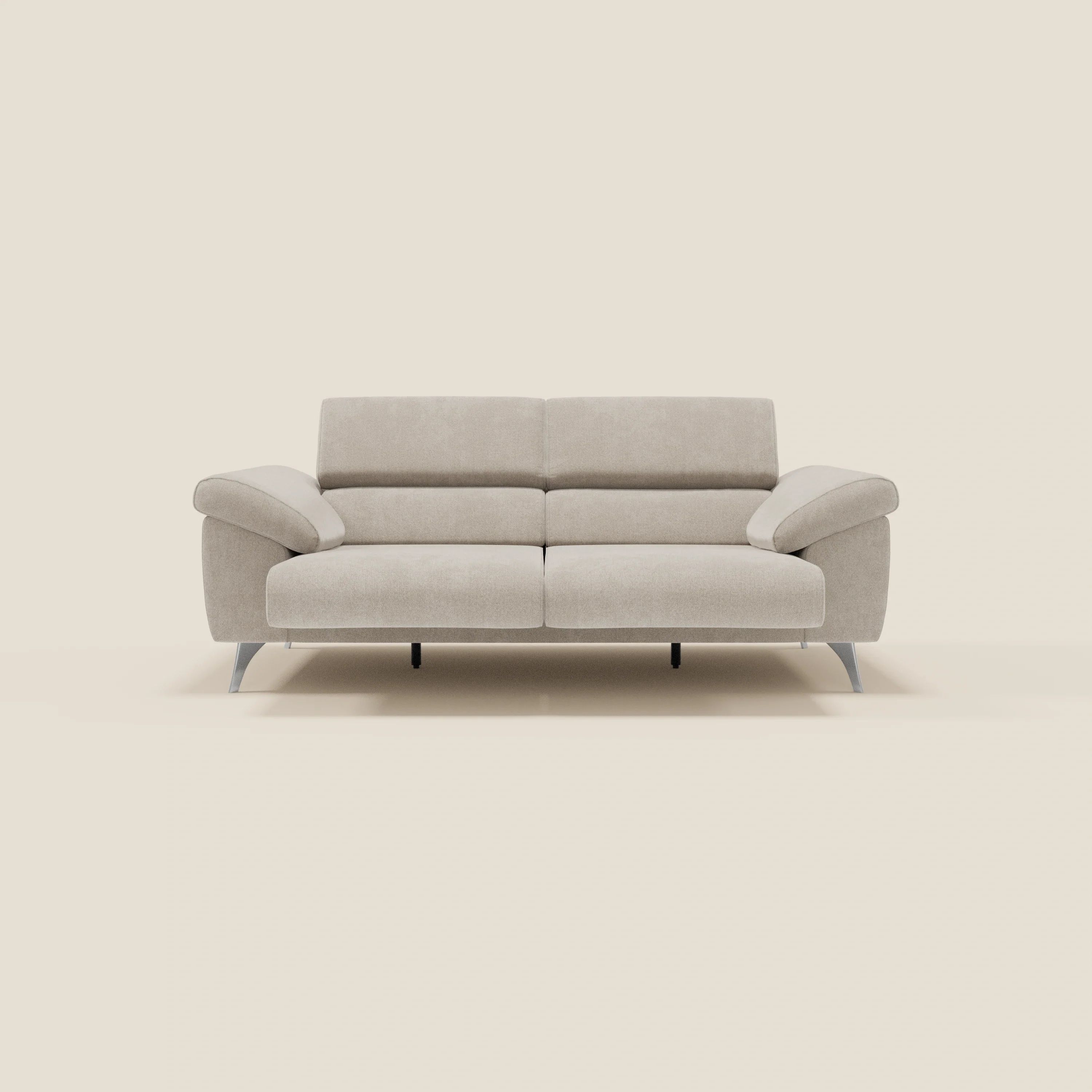Donatello Canapé avec assises extensibles accoudoirs avec coffre et têtières inclinables en tissu détachable T23 crème - Image 11