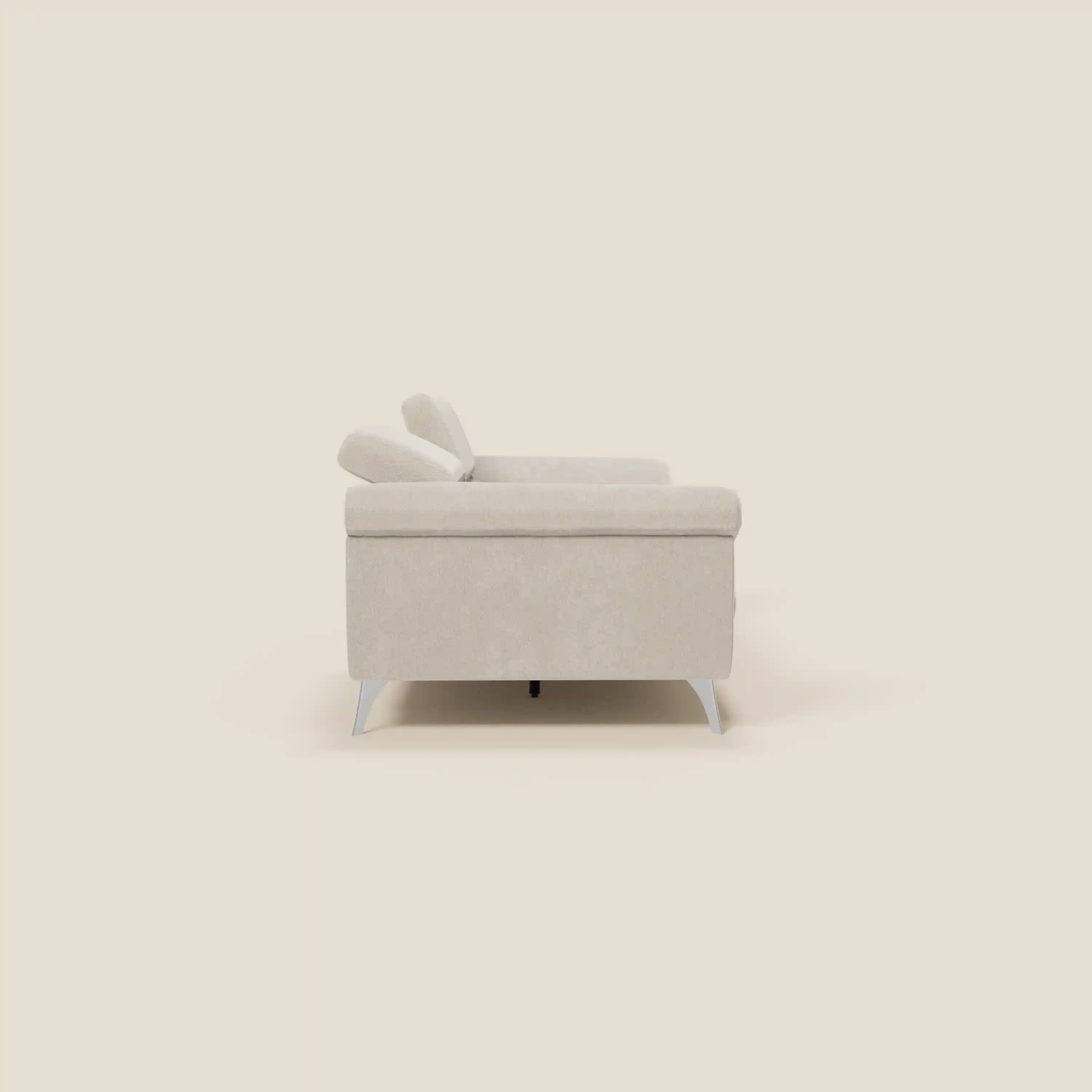 Donatello Canapé avec assises extensibles accoudoirs avec coffre et têtières inclinables en tissu détachable T23 crème - Image 6