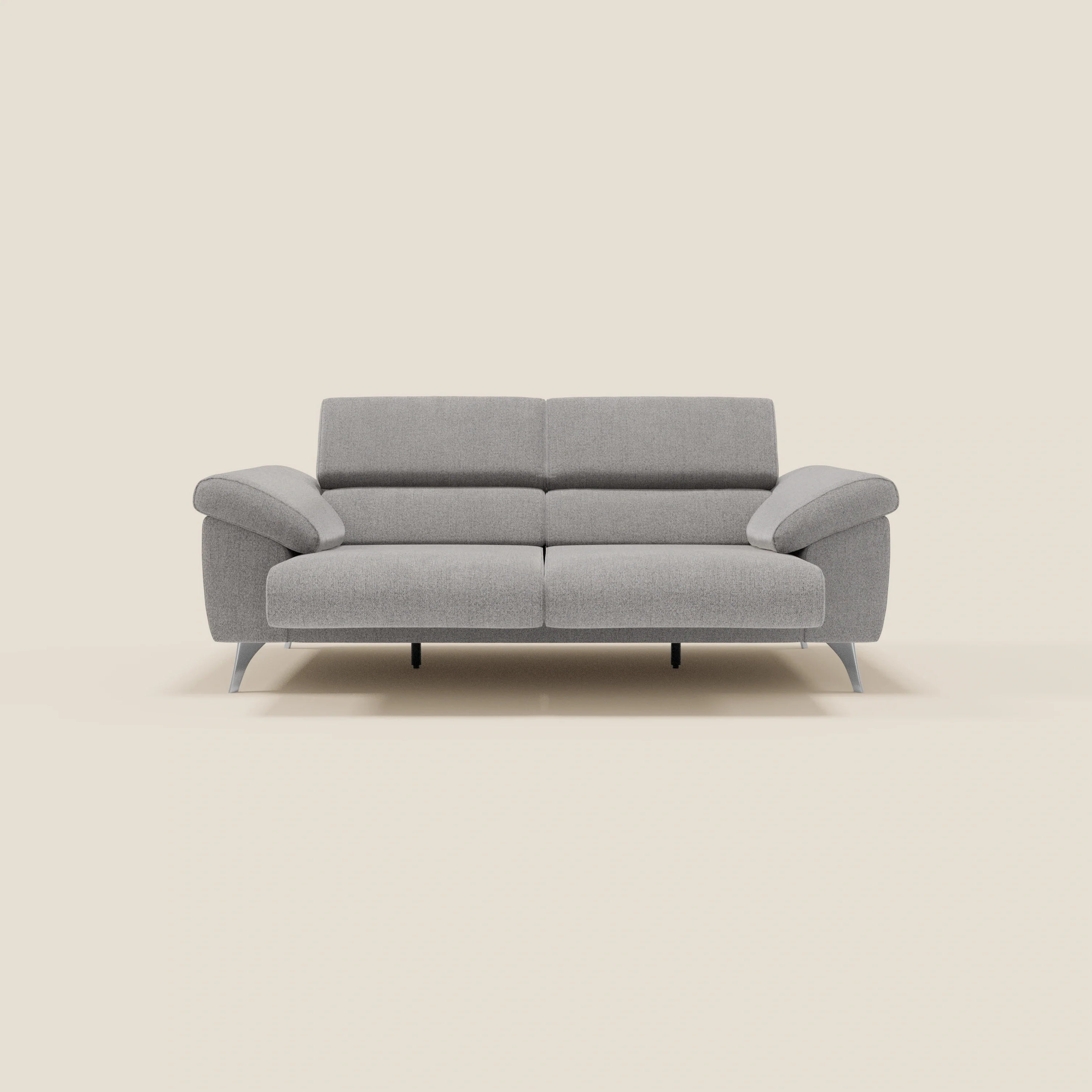 Donatello Canapé avec assises extensibles accoudoirs avec coffre et têtières inclinables en tissu détachable T23 gris - Image 11