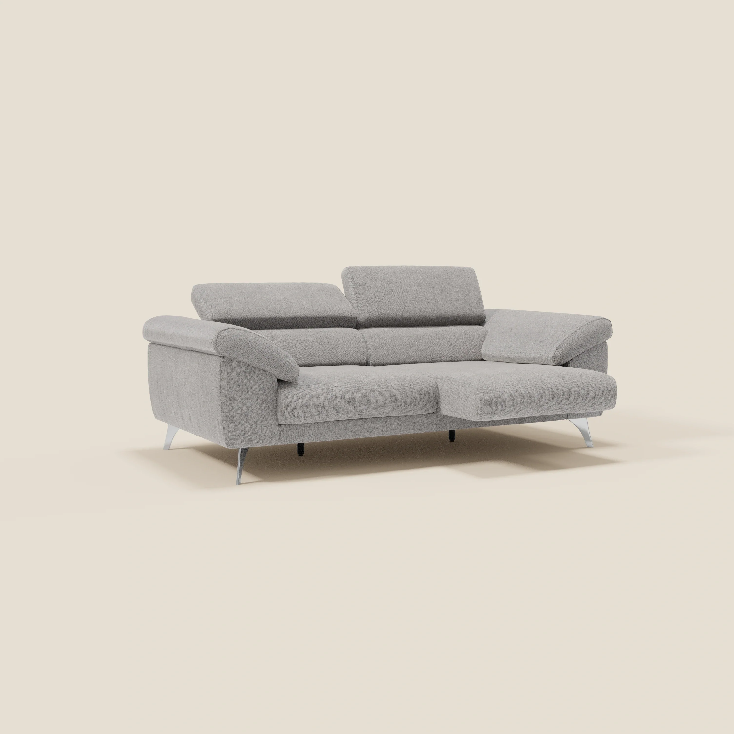 Donatello Canapé avec assises extensibles accoudoirs avec coffre et têtières inclinables en tissu détachable T23 gris - Image 2
