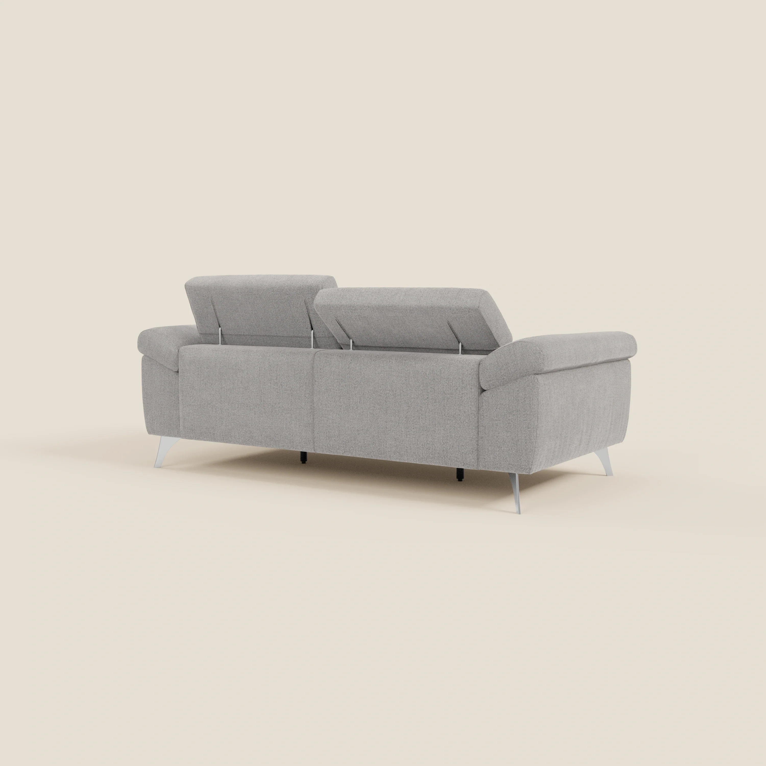 Donatello Canapé avec assises extensibles accoudoirs avec coffre et têtières inclinables en tissu détachable T23 gris - Image 7