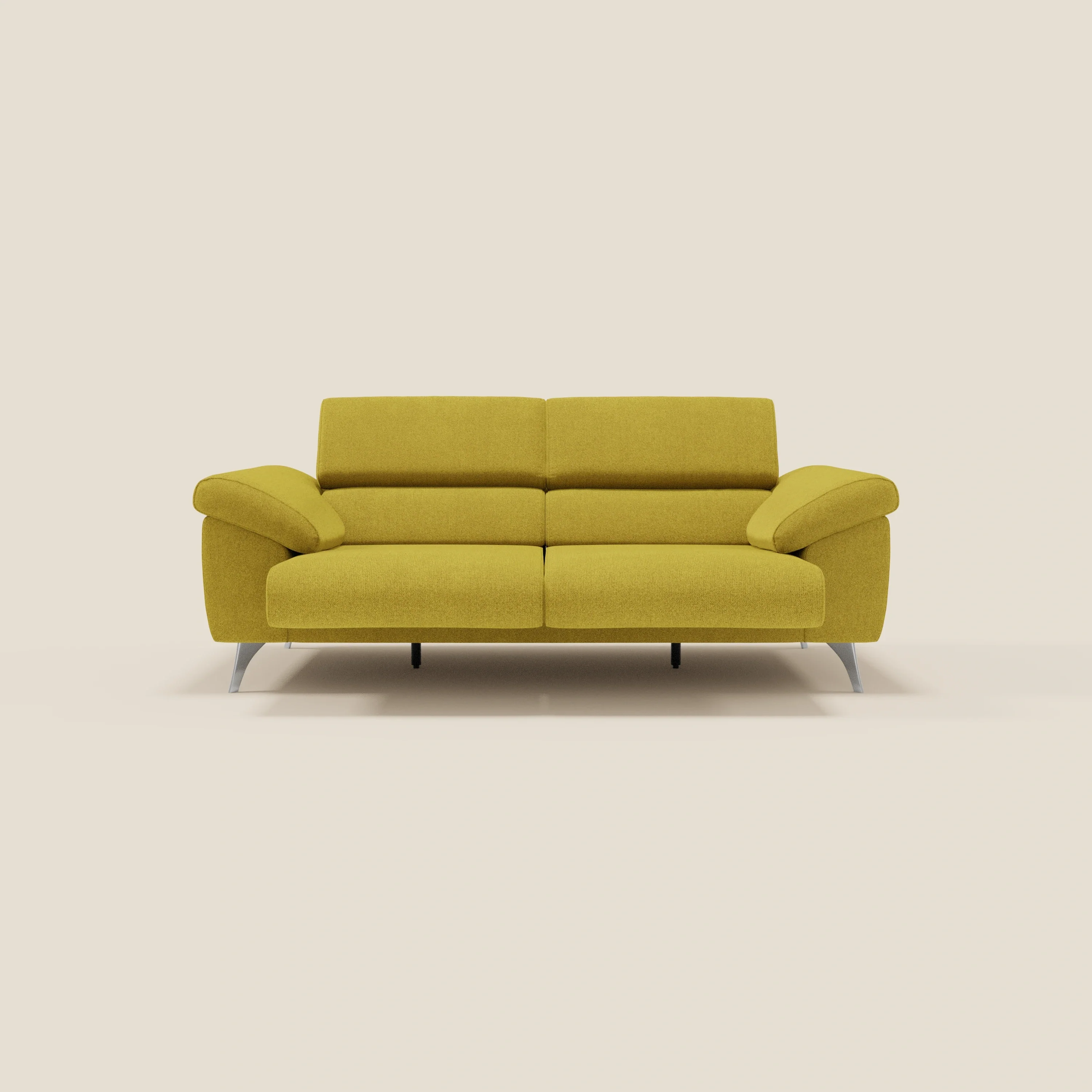Donatello Canapé avec assises extensibles accoudoirs avec coffre et têtières inclinables en tissu détachable T23 jaune soleil - Image 11