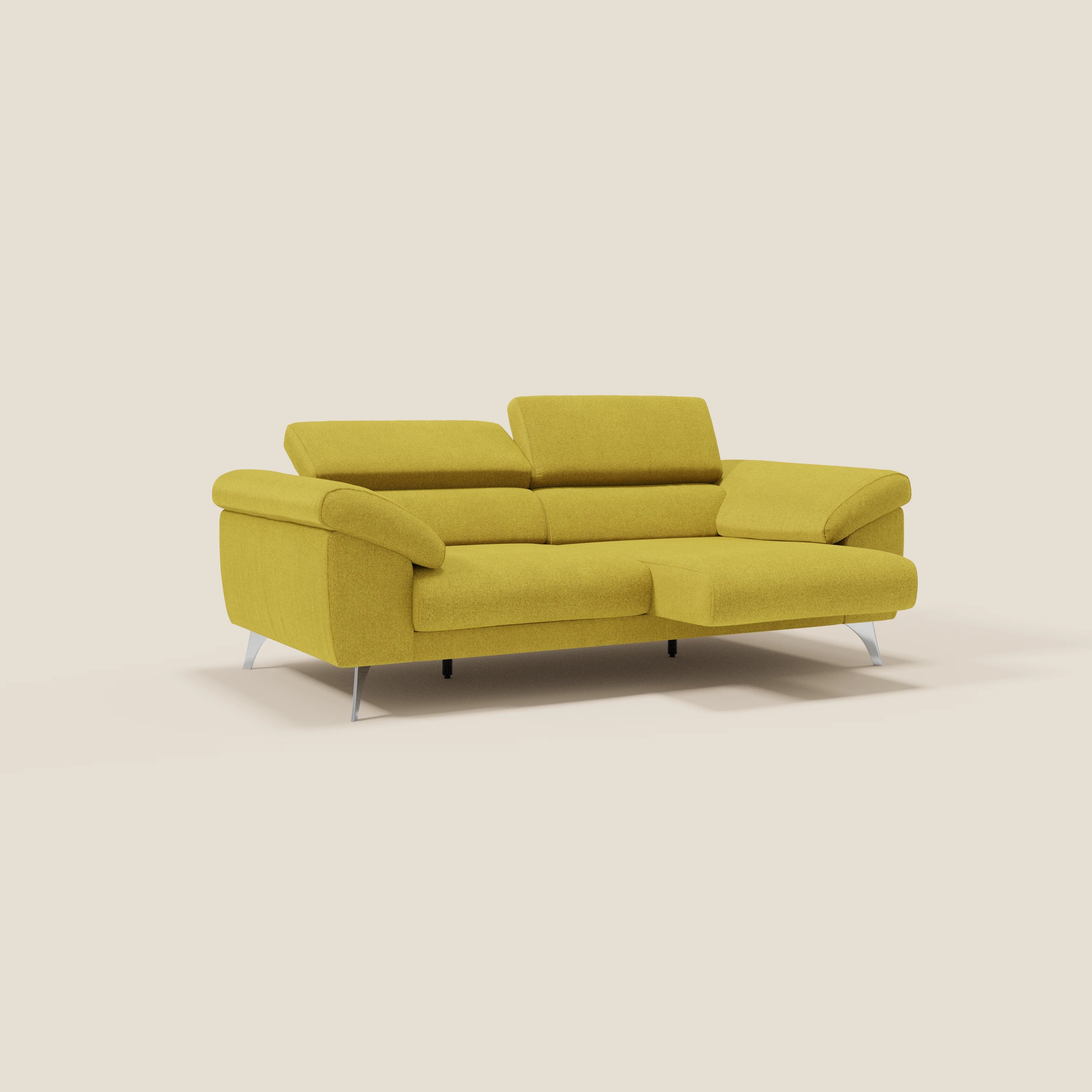 Donatello Canapé avec assises extensibles accoudoirs avec coffre et têtières inclinables en tissu détachable T23 jaune soleil - Image 2