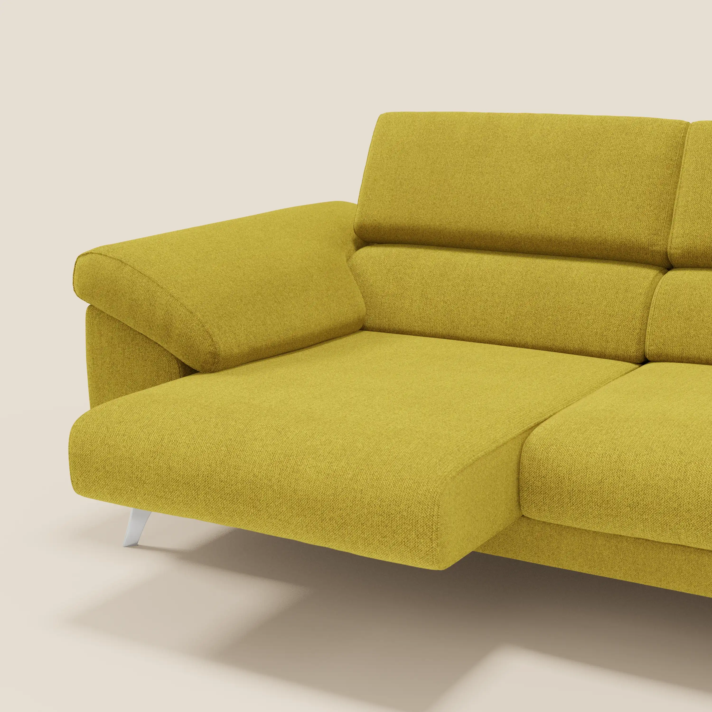 Donatello Canapé avec assises extensibles accoudoirs avec coffre et têtières inclinables en tissu détachable T23 jaune soleil - Image 7