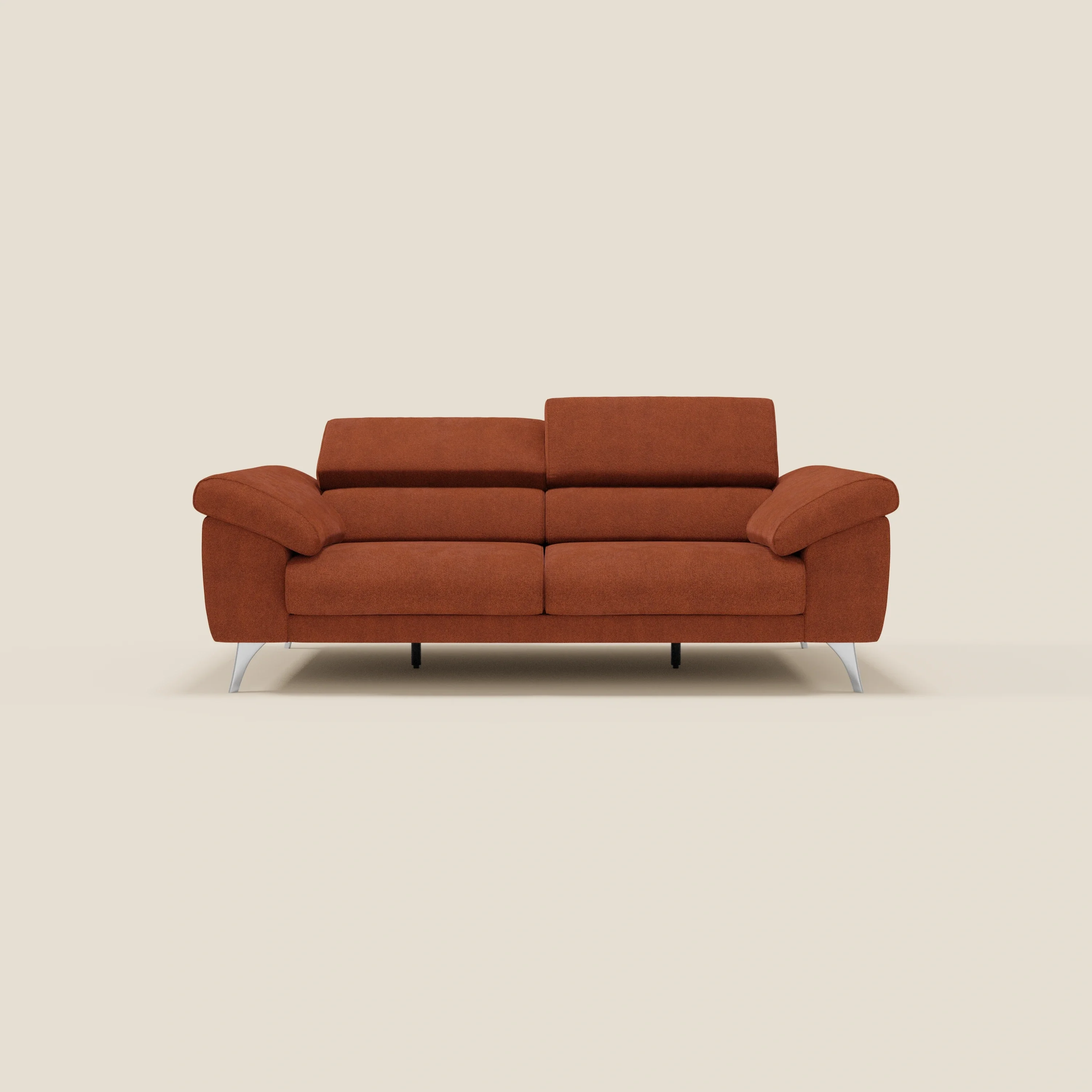 Donatello Canapé avec assises extensibles accoudoirs avec coffre et têtières inclinables en tissu détachable T23 orange rouille