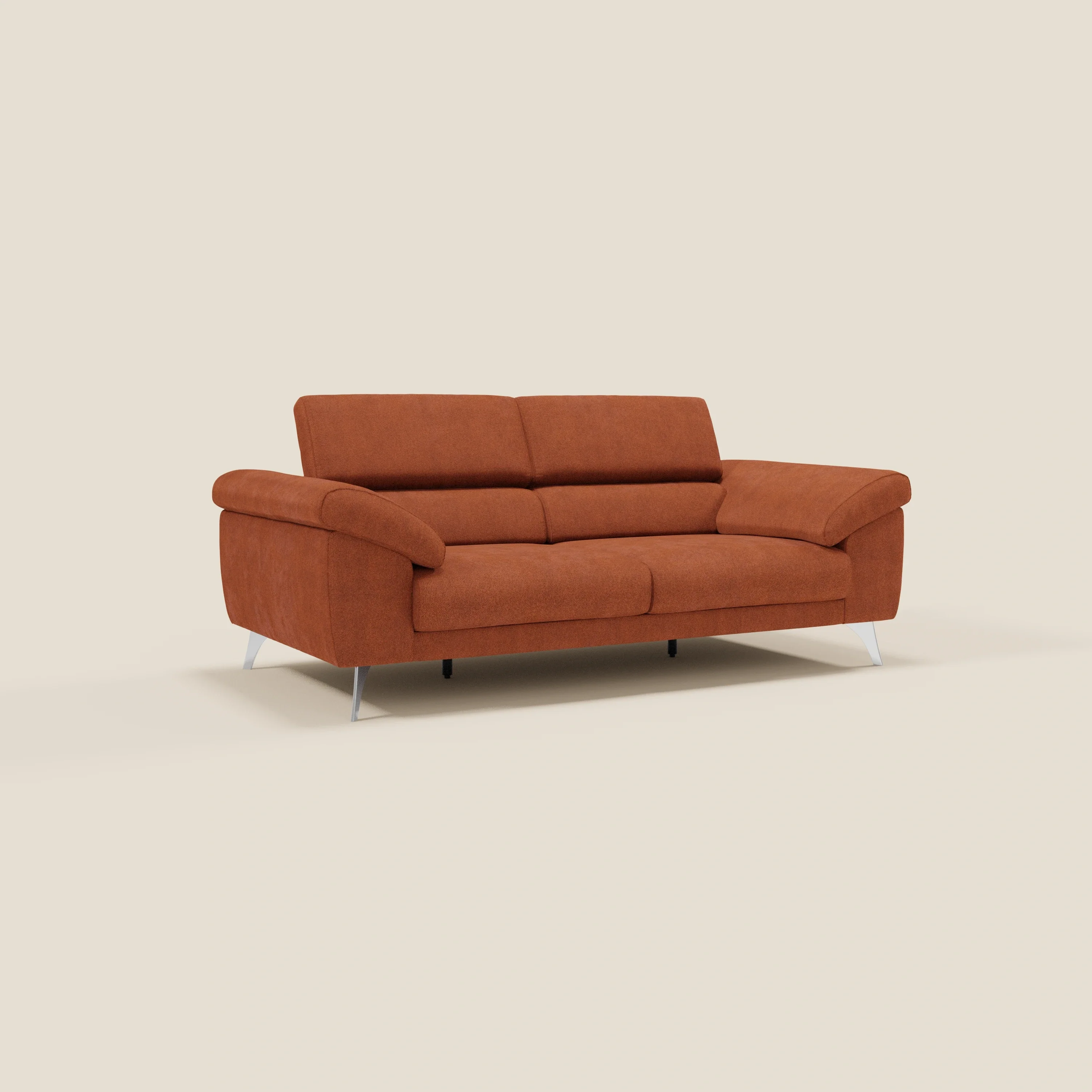 Donatello Canapé avec assises extensibles accoudoirs avec coffre et têtières inclinables en tissu détachable T23 orange rouille - Image 3