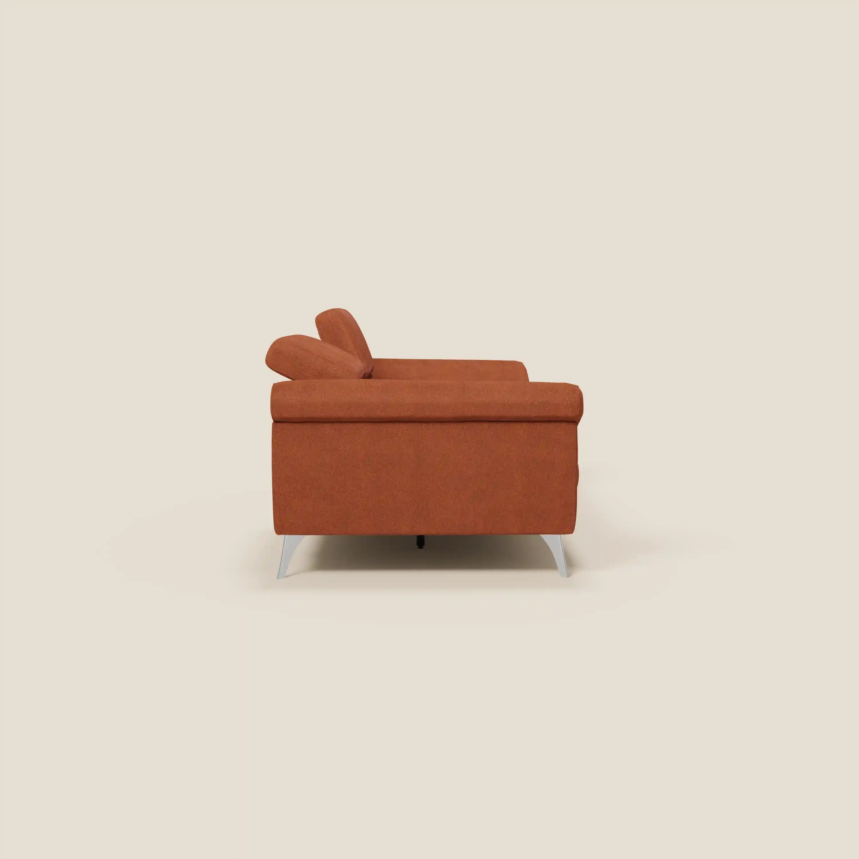 Donatello Canapé avec assises extensibles accoudoirs avec coffre et têtières inclinables en tissu détachable T23 orange rouille - Image 6