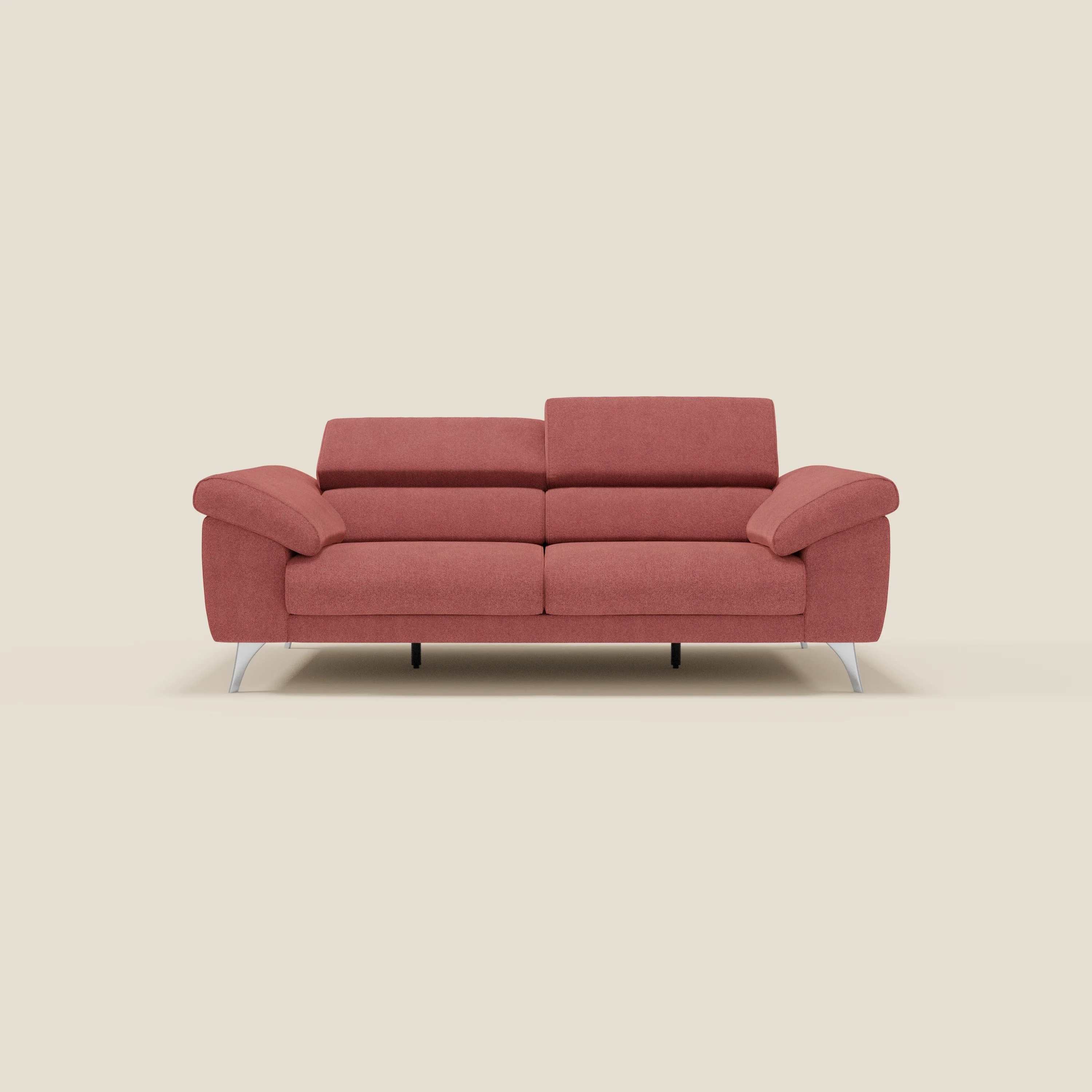 Donatello Canapé avec assises extensibles accoudoirs avec coffre et têtières inclinables en tissu détachable T23 rouge cerise