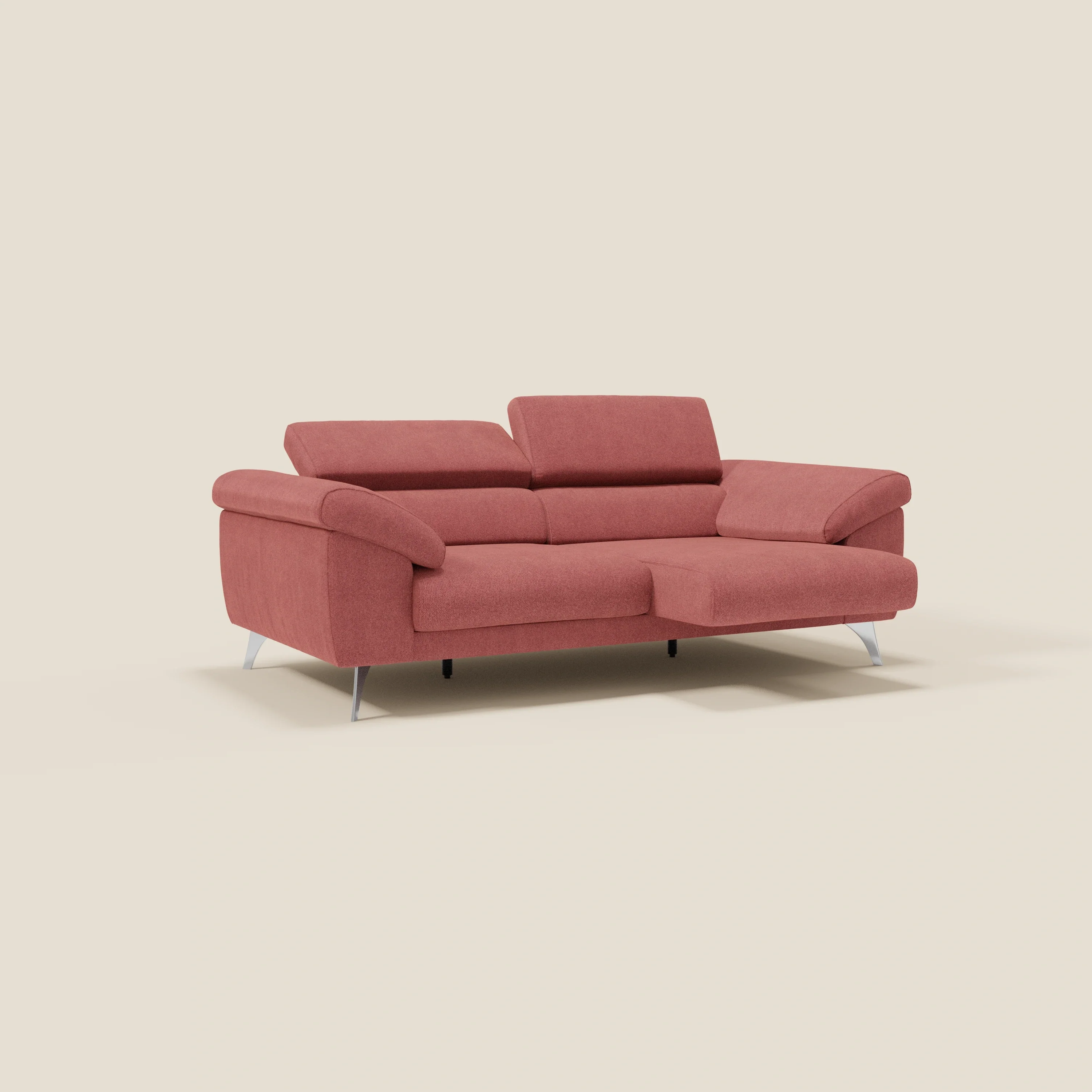 Donatello Canapé avec assises extensibles accoudoirs avec coffre et têtières inclinables en tissu détachable T23 rouge cerise - Image 2