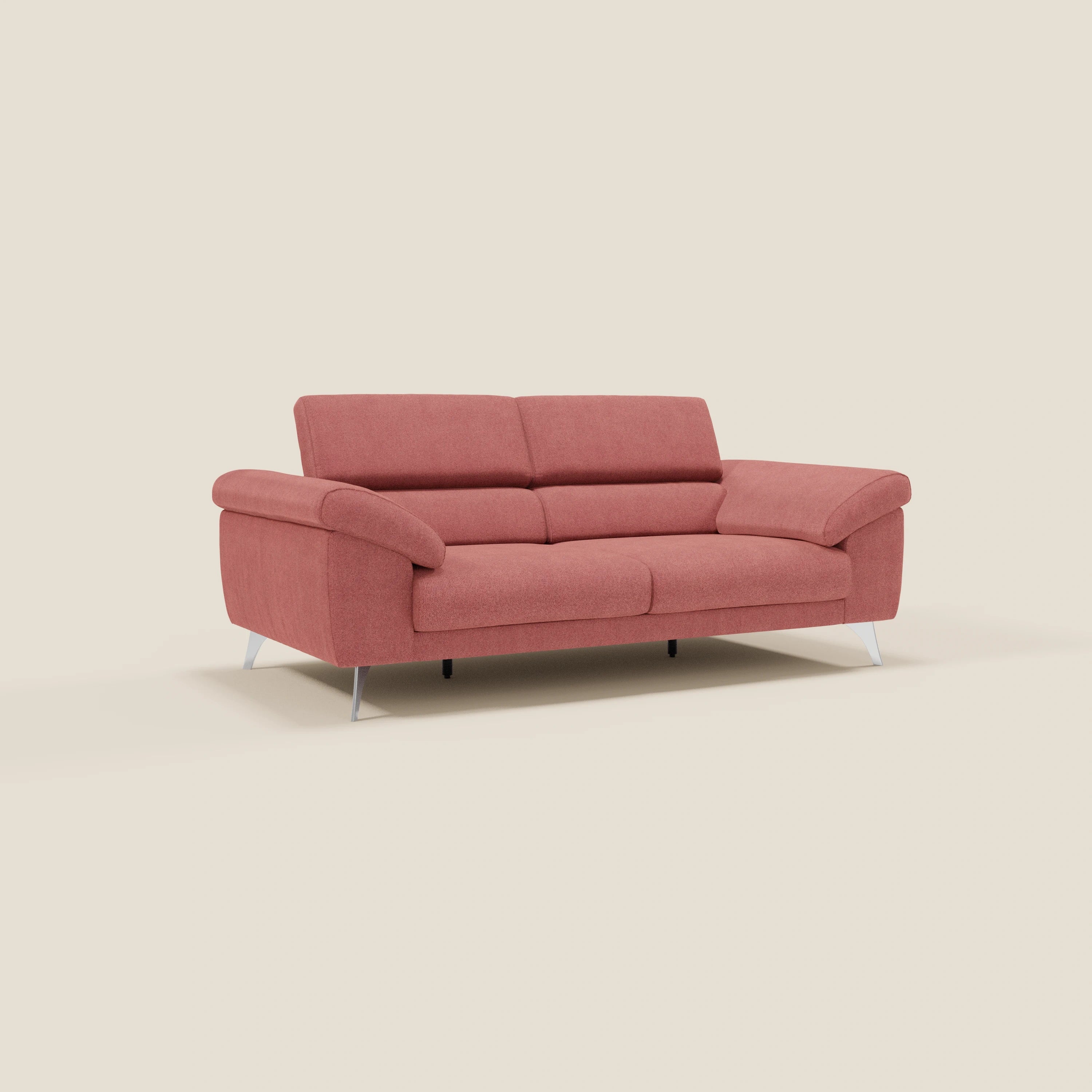 Donatello Canapé avec assises extensibles accoudoirs avec coffre et têtières inclinables en tissu détachable T23 rouge cerise - Image 3