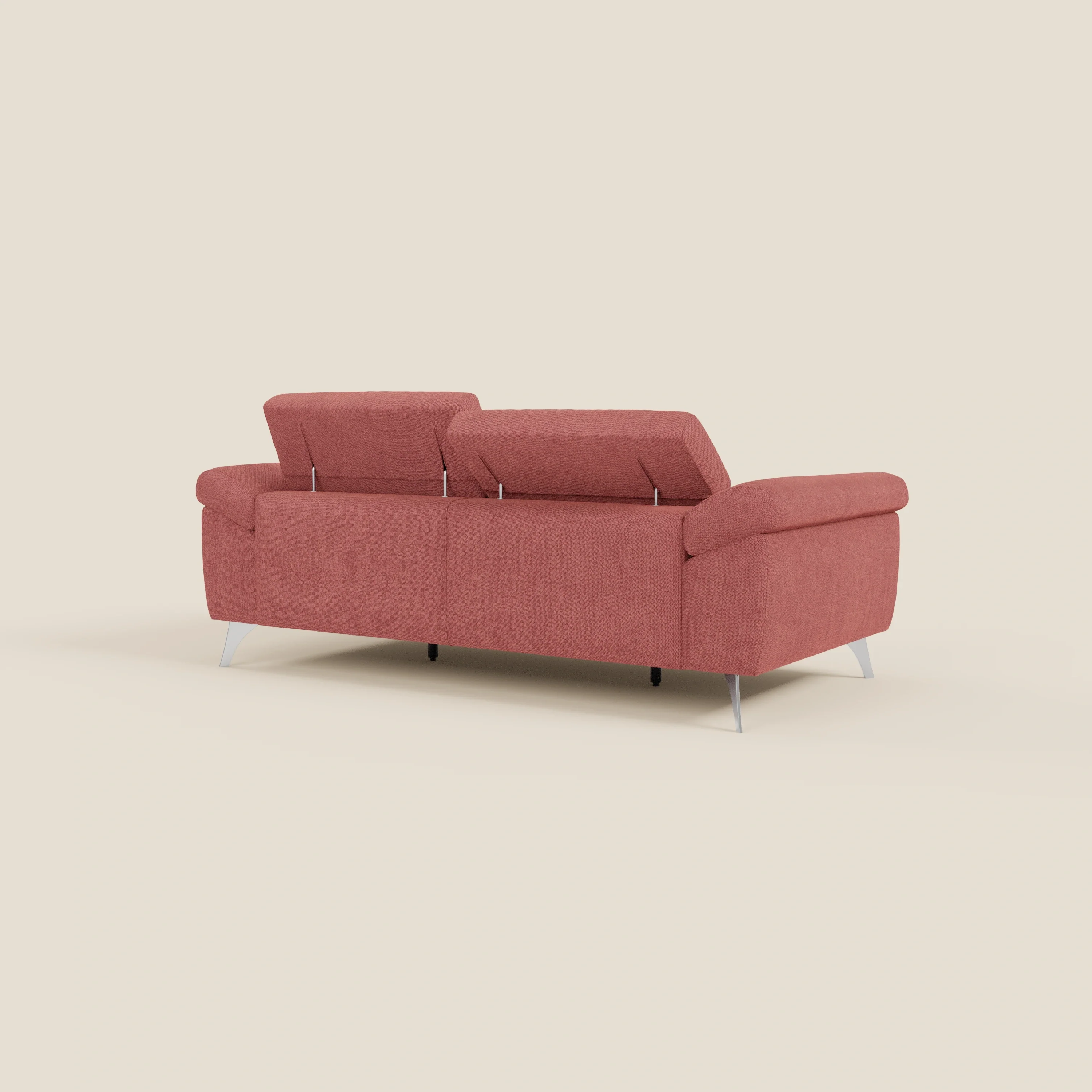 Donatello Canapé avec assises extensibles accoudoirs avec coffre et têtières inclinables en tissu détachable T23 rouge cerise - Image 7