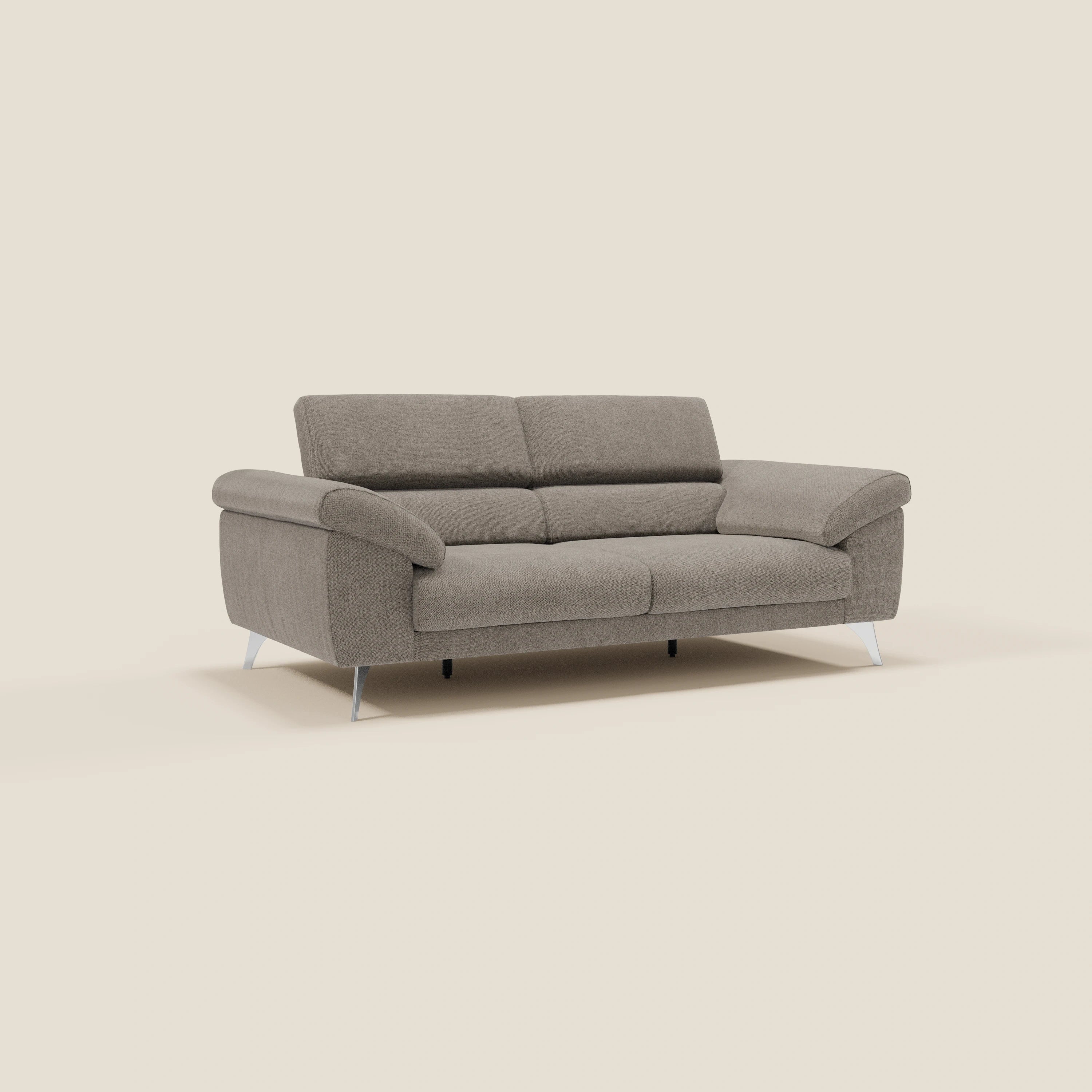 Donatello CanapĂ© avec assises extensibles accoudoirs avec coffre et tĂȘtiĂšres inclinables en tissu dĂ©tachable T23 taupe - Image 3