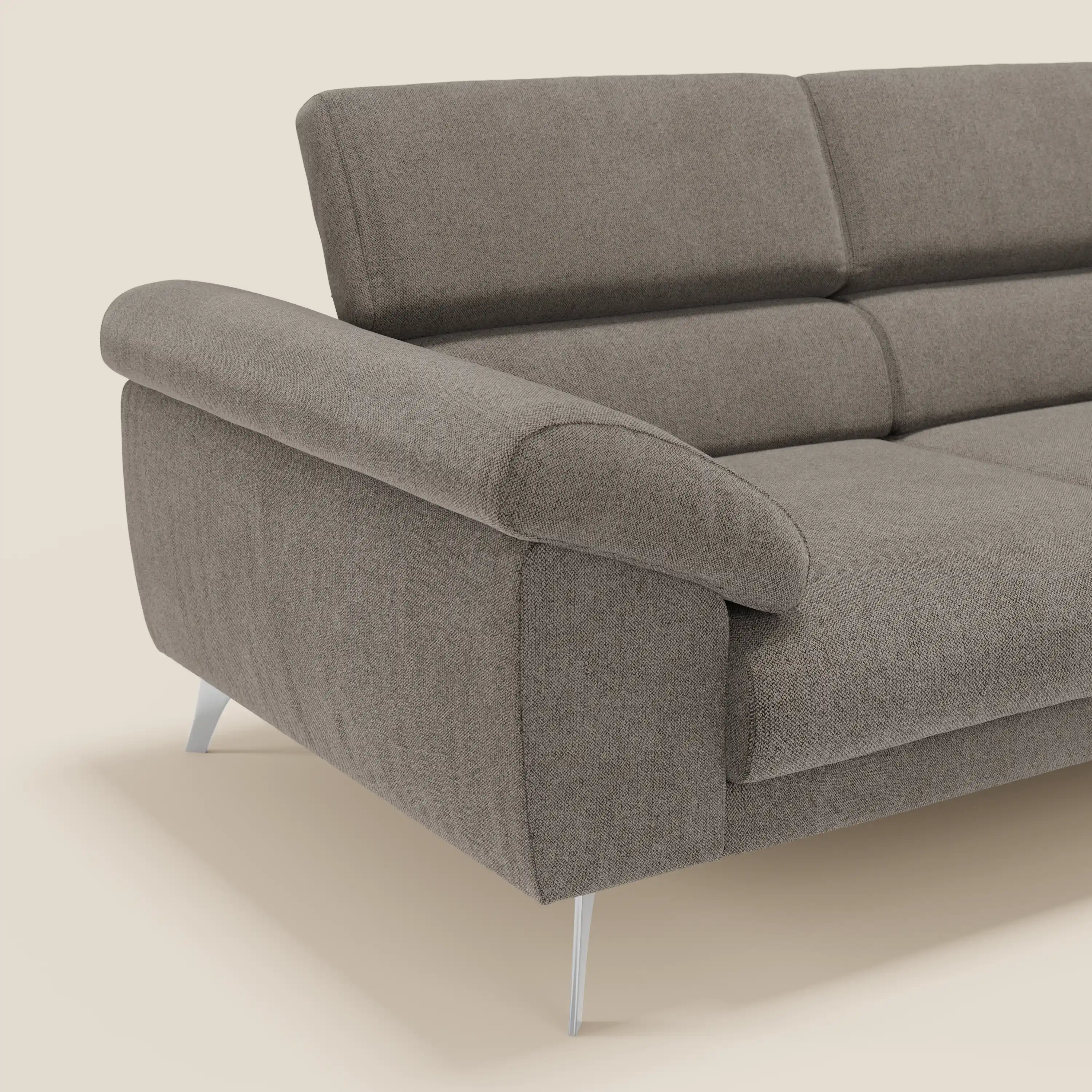Donatello CanapĂ© avec assises extensibles accoudoirs avec coffre et tĂȘtiĂšres inclinables en tissu dĂ©tachable T23 taupe - Image 8