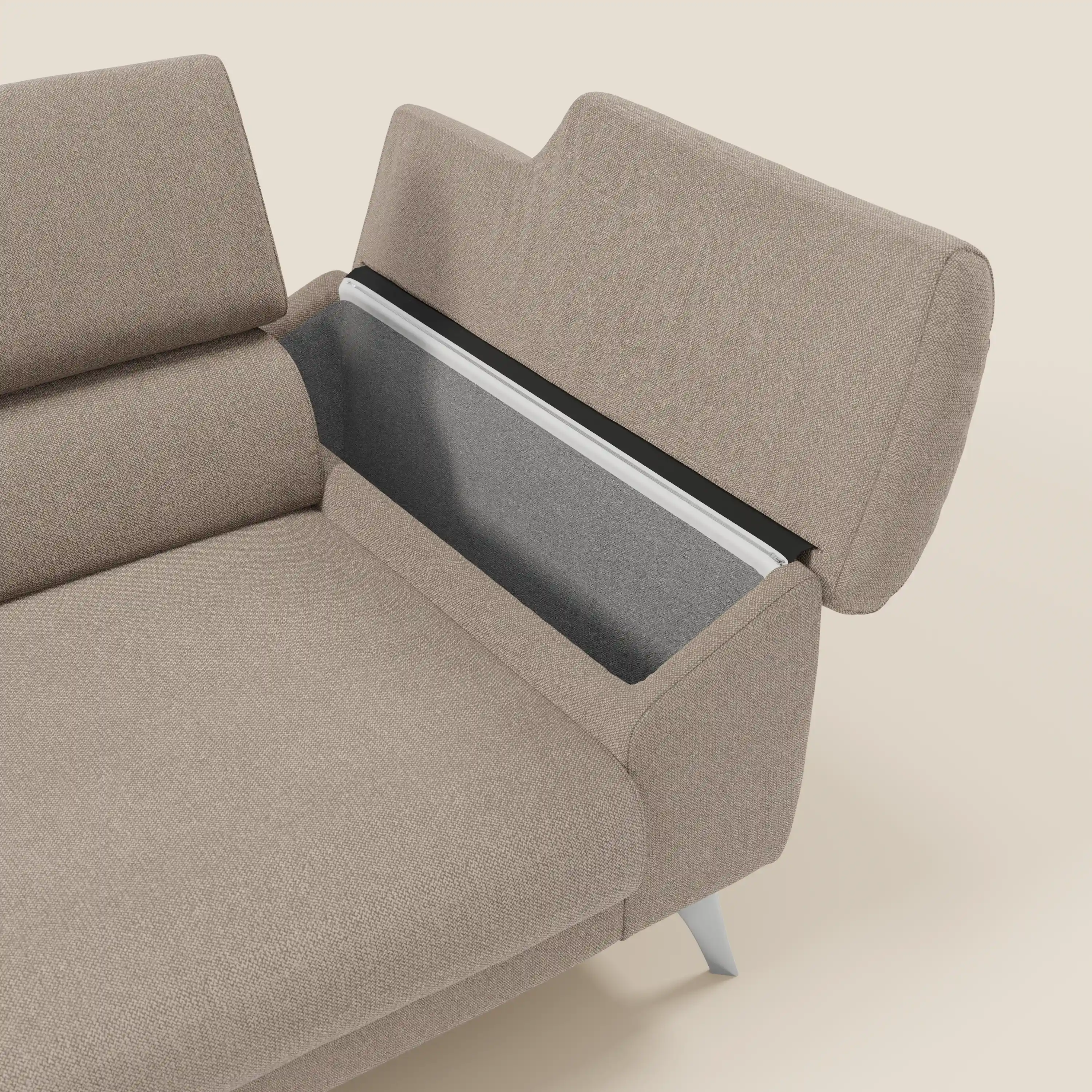 Donatello Canapé avec assises extensibles accoudoirs avec coffre et têtières inclinables en tissu détachable T23 tortora - Image 5