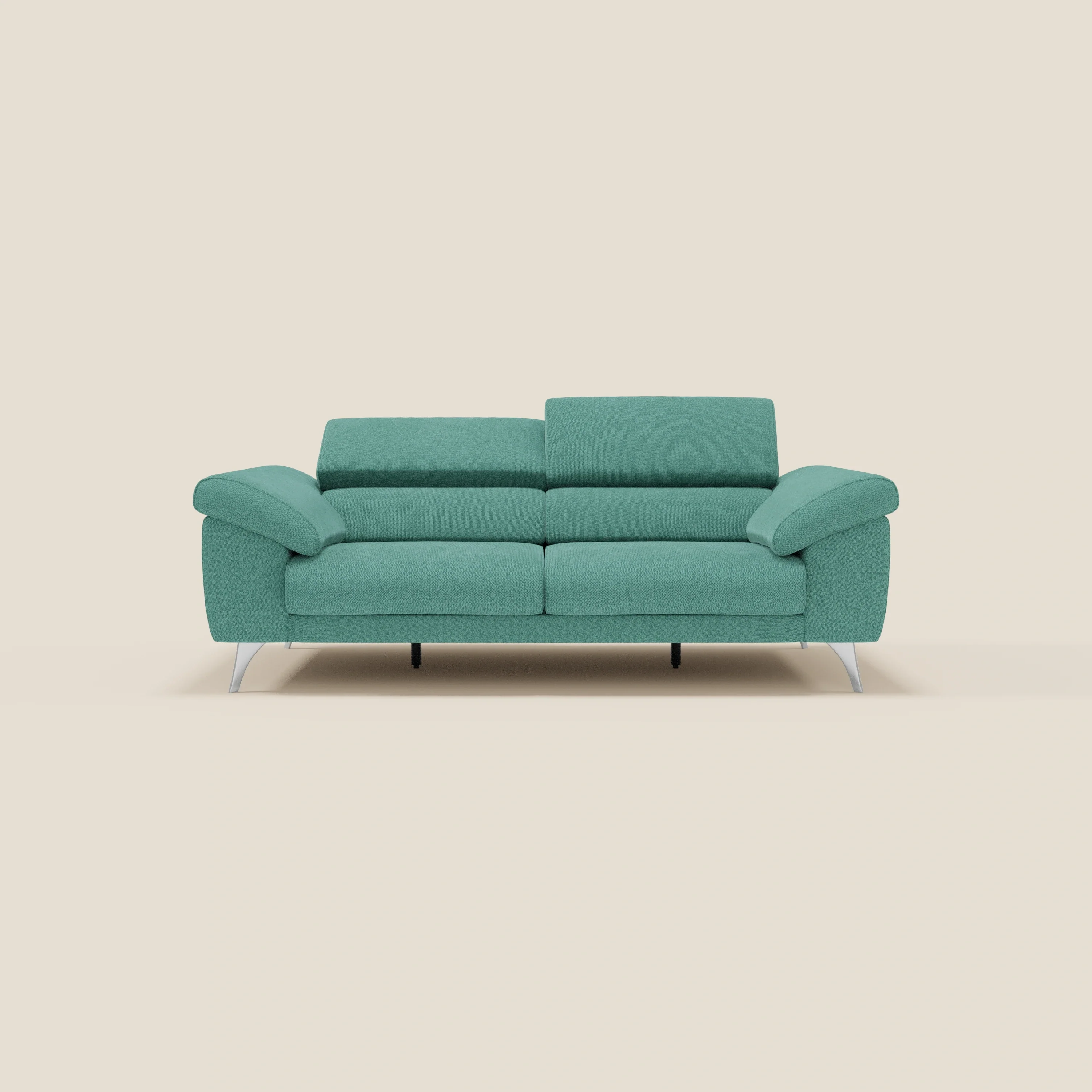 Donatello Canapé avec assises extensibles accoudoirs avec coffre et têtières inclinables en tissu détachable T23 vert aquamarine