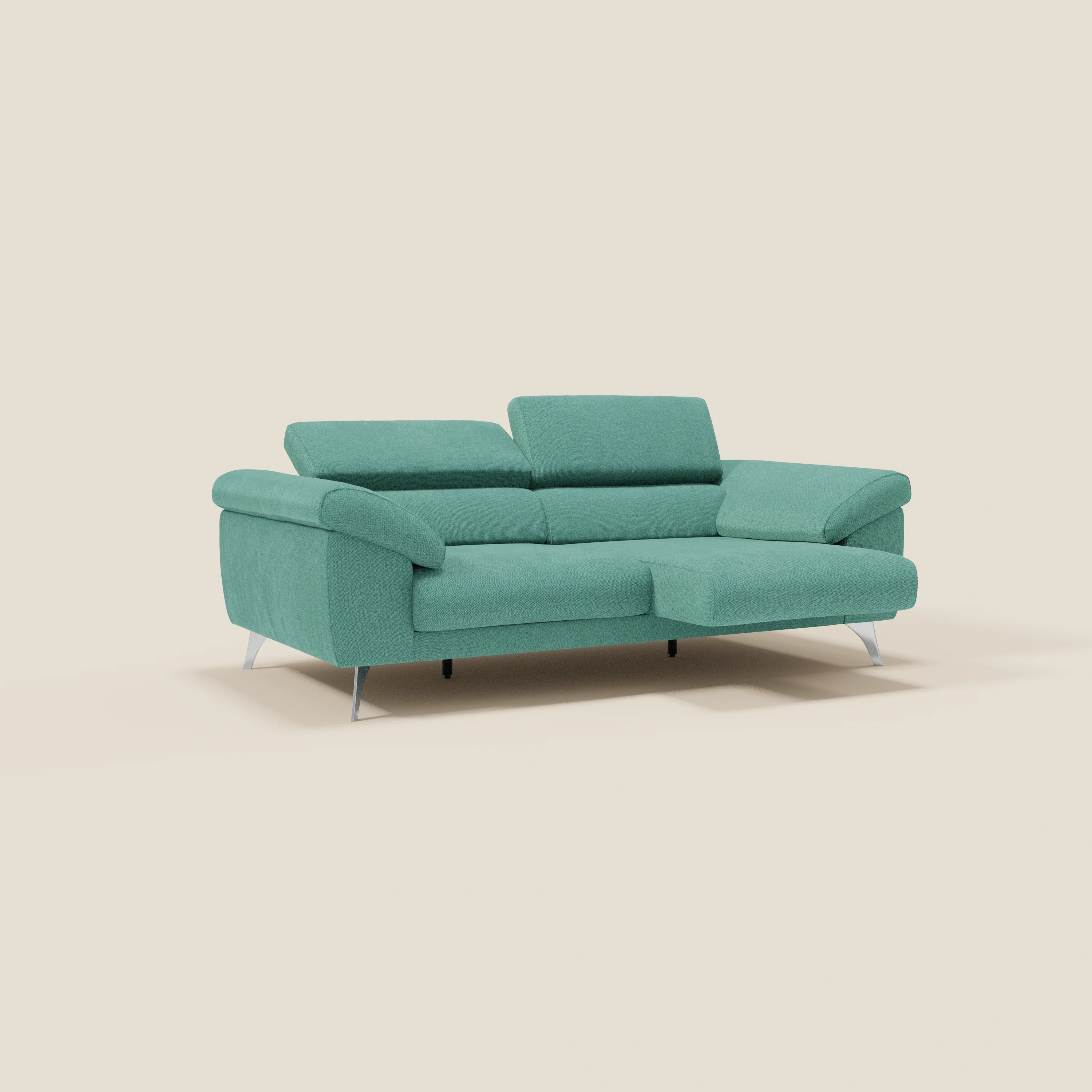 Donatello Canapé avec assises extensibles accoudoirs avec coffre et têtières inclinables en tissu détachable T23 vert aquamarine - Image 2
