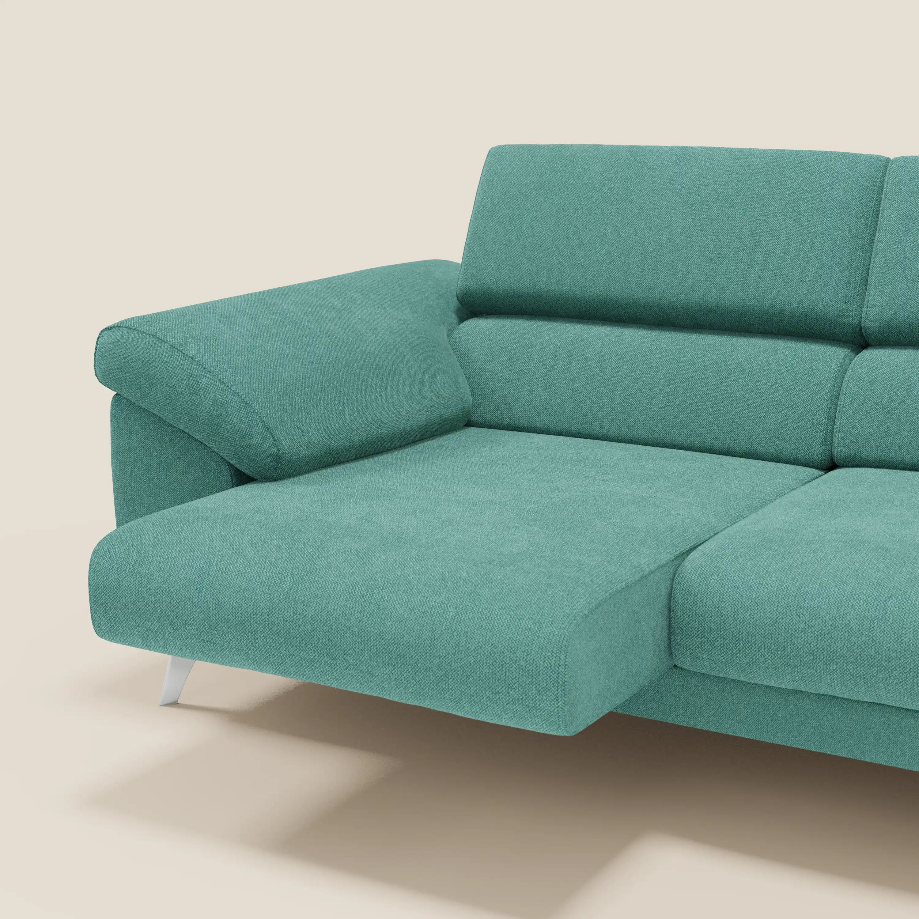 Donatello Canapé avec assises extensibles accoudoirs avec coffre et têtières inclinables en tissu détachable T23 vert aquamarine - Image 4