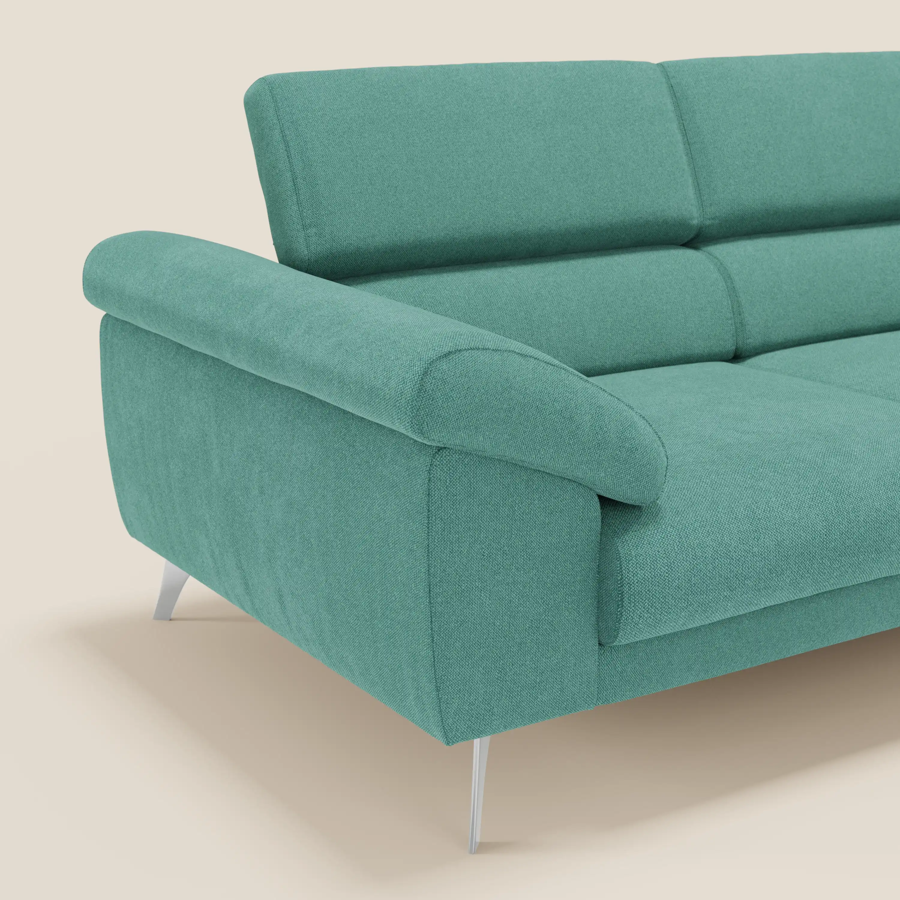 Donatello Canapé avec assises extensibles accoudoirs avec coffre et têtières inclinables en tissu détachable T23 vert aquamarine - Image 8