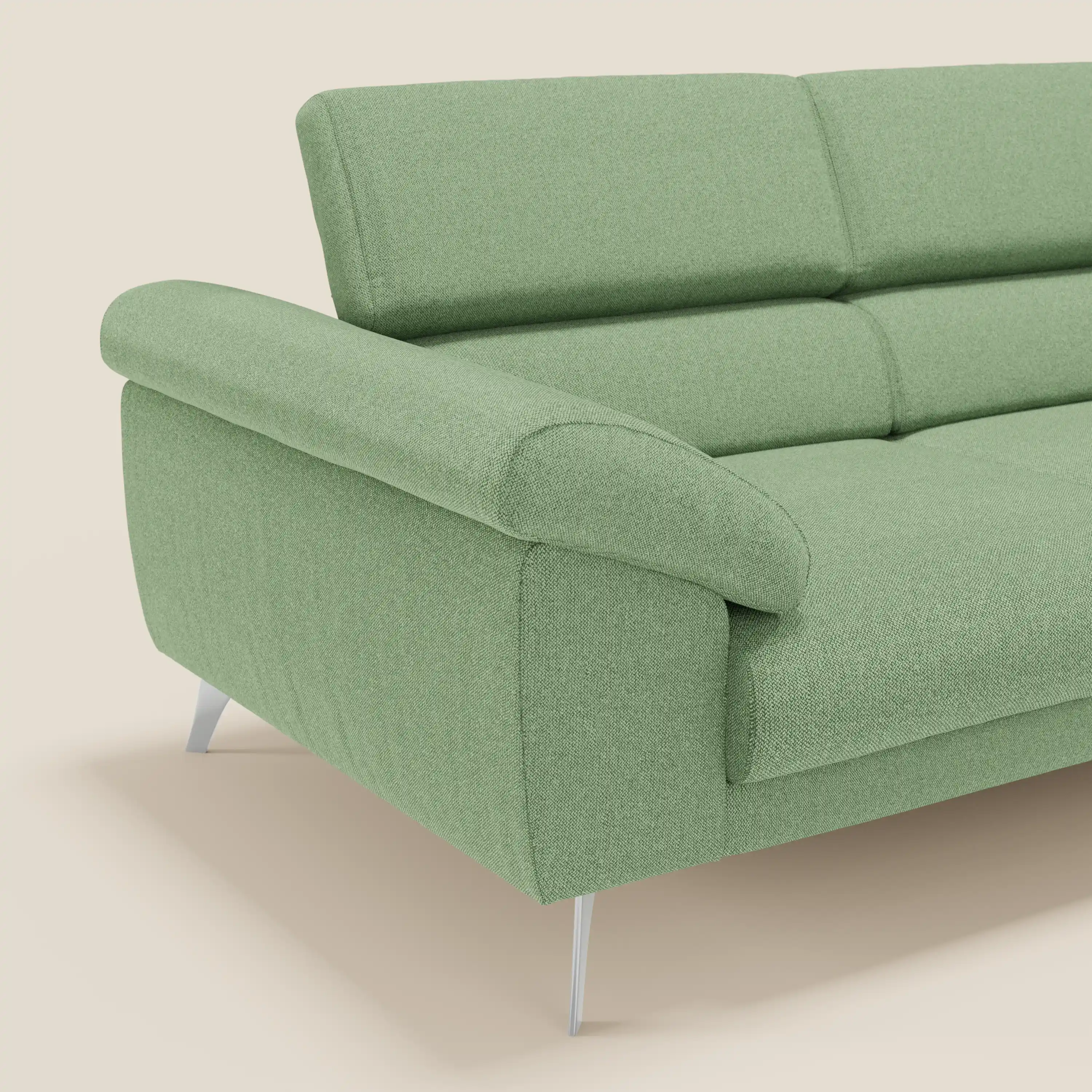 Donatello Canapé avec assises extensibles accoudoirs avec coffre et têtières inclinables en tissu détachable T23 vert menthe - Image 10