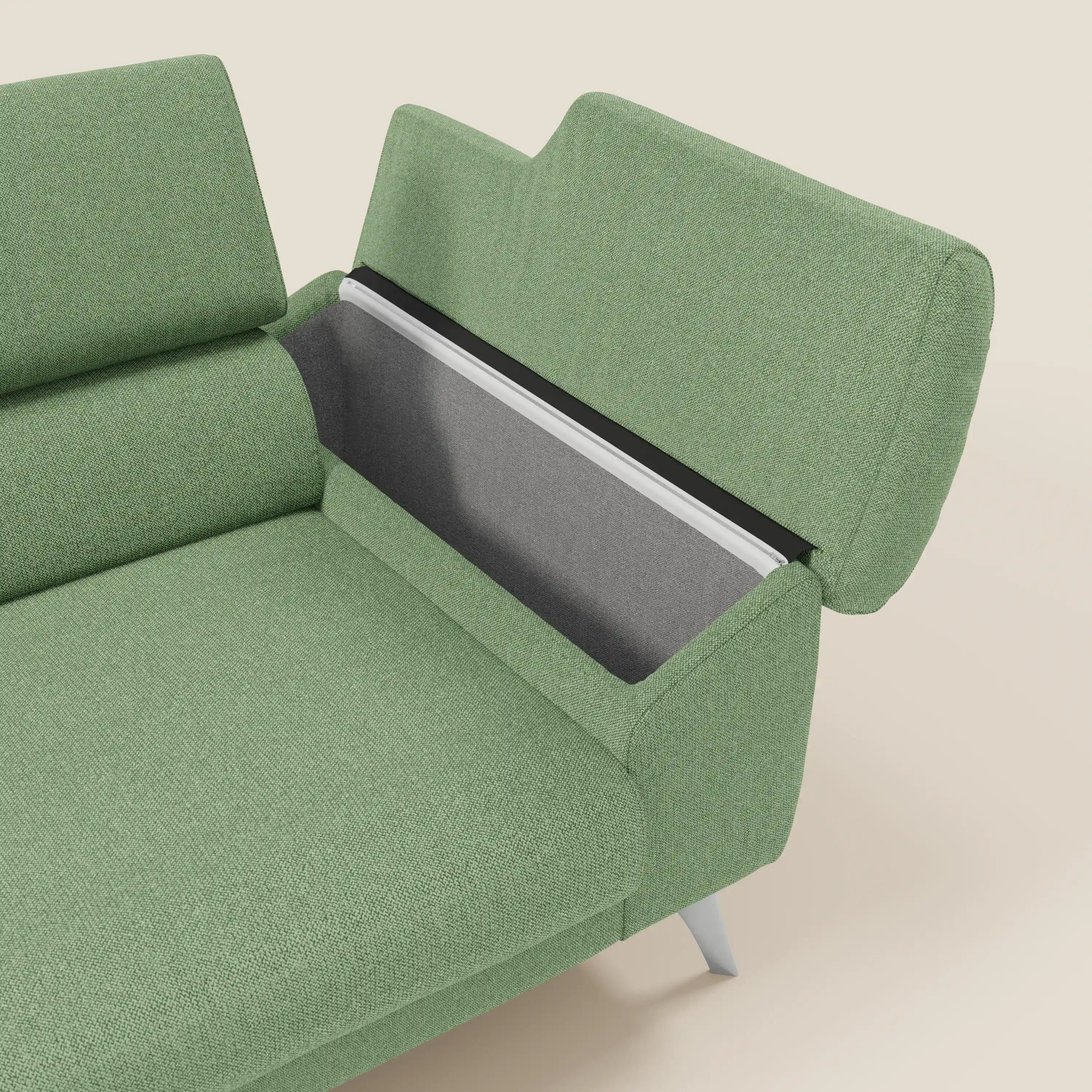 Donatello Canapé avec assises extensibles accoudoirs avec coffre et têtières inclinables en tissu détachable T23 vert menthe - Image 11