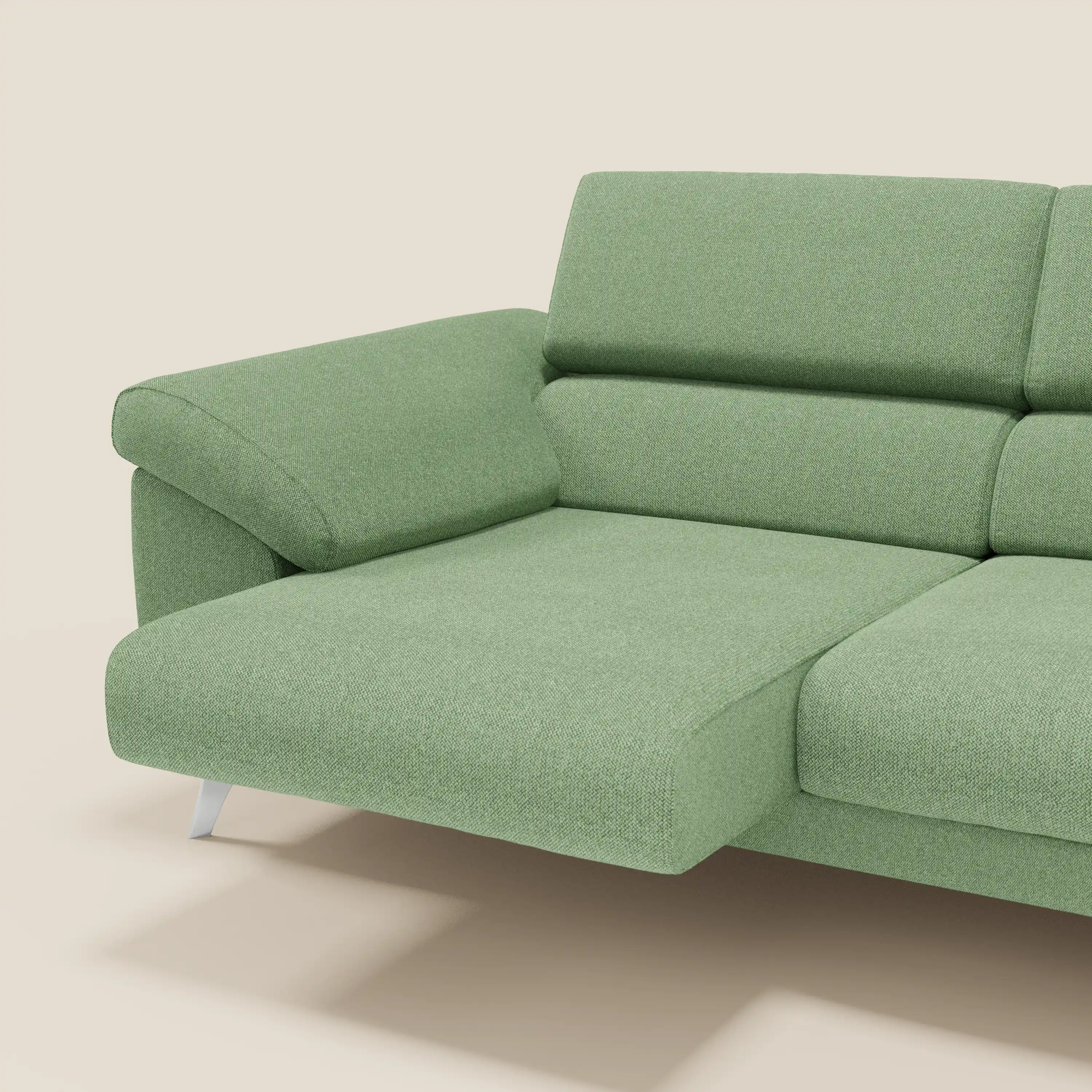 Donatello Canapé avec assises extensibles accoudoirs avec coffre et têtières inclinables en tissu détachable T23 vert menthe - Image 6