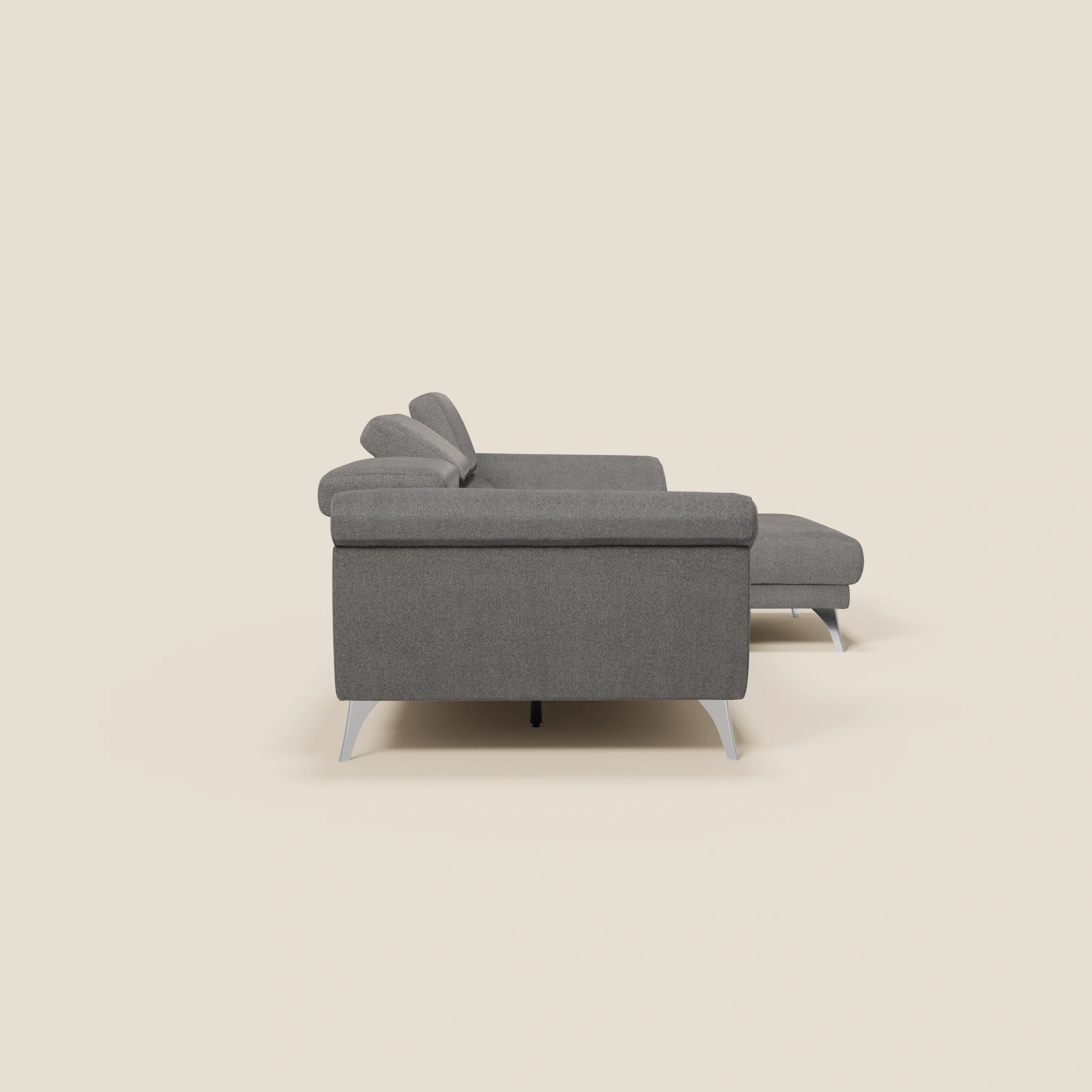Donatello Canapé d'angle avec assises extensibles accoudoirs avec coffre et têtières en tissu détachable T23 anthracite - Image 6