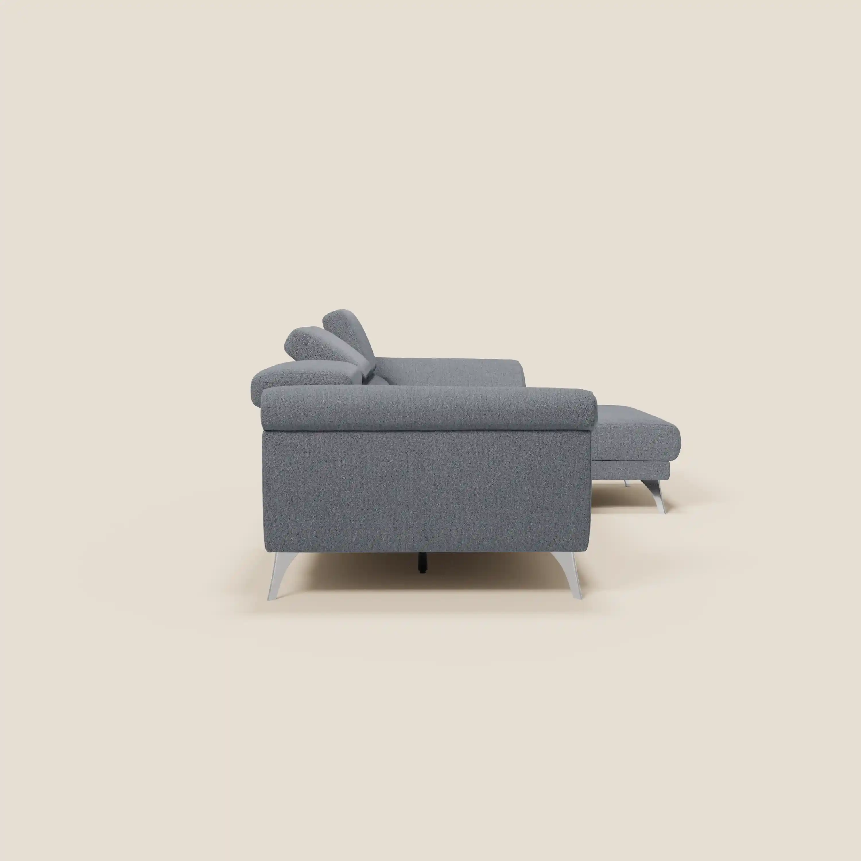 Donatello Canapé d'angle avec assises extensibles accoudoirs avec coffre et têtières en tissu détachable T23 bleu graphite - Image 6
