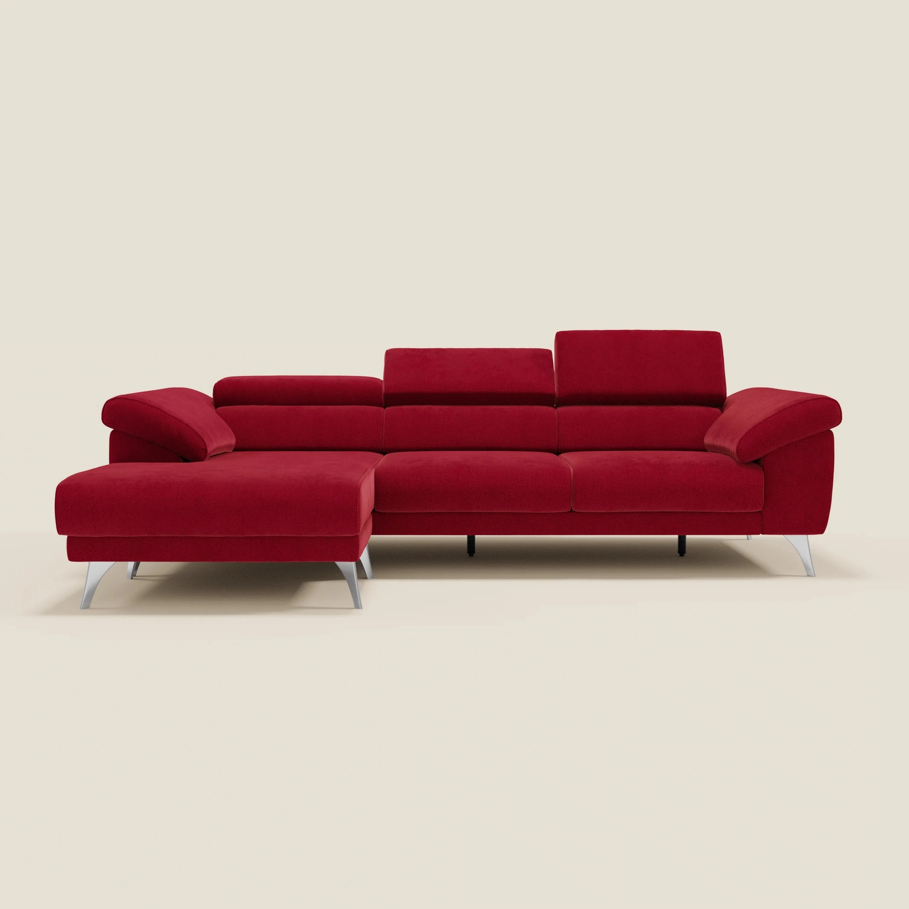 Donatello Canapé d'angle avec assises extensibles accoudoirs avec coffre et têtières en tissu détachable T23 bordeaux - Image 11