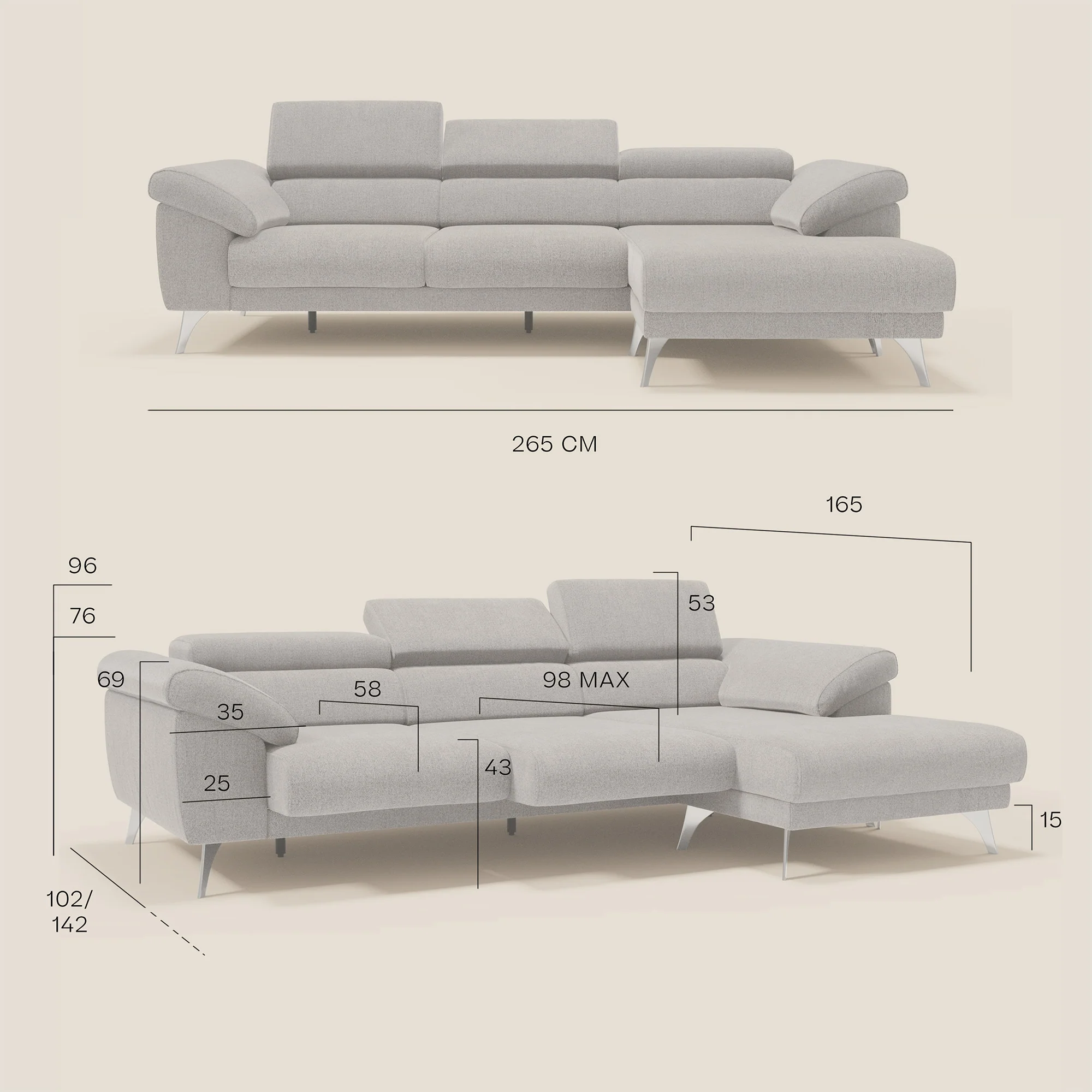 Donatello Canapé d'angle avec assises extensibles accoudoirs avec coffre et têtières en tissu détachable T23 vert - Image 13