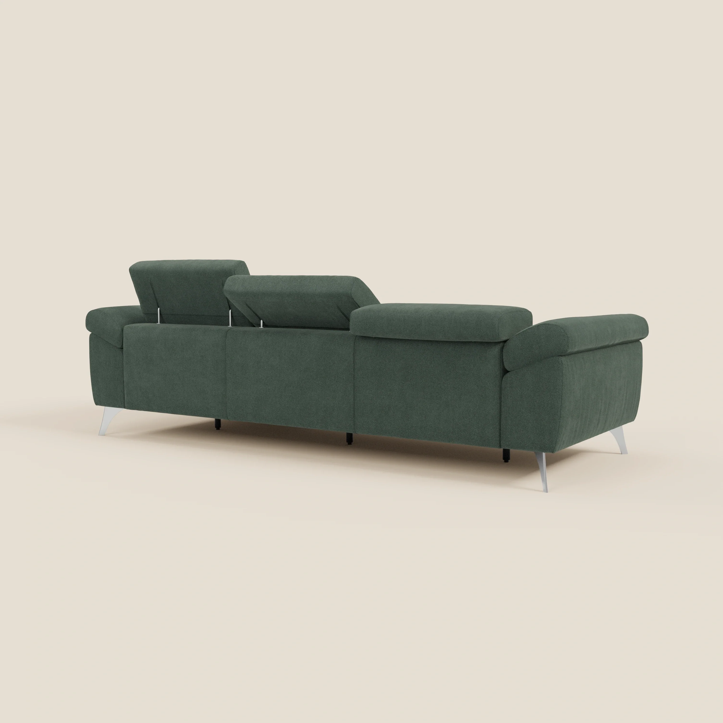 Donatello Canapé d'angle avec assises extensibles accoudoirs avec coffre et têtières en tissu détachable T23 vert - Image 7