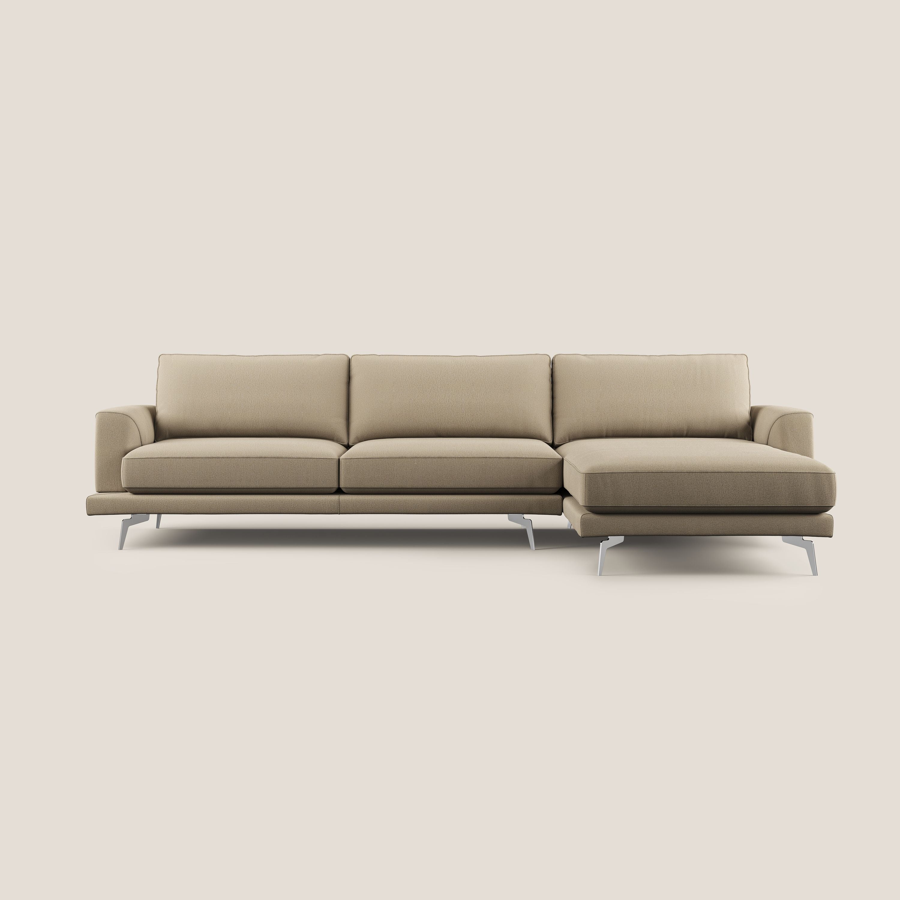 Dorian canapé d'angle moderne en tissu doux anti-tache T05 beige