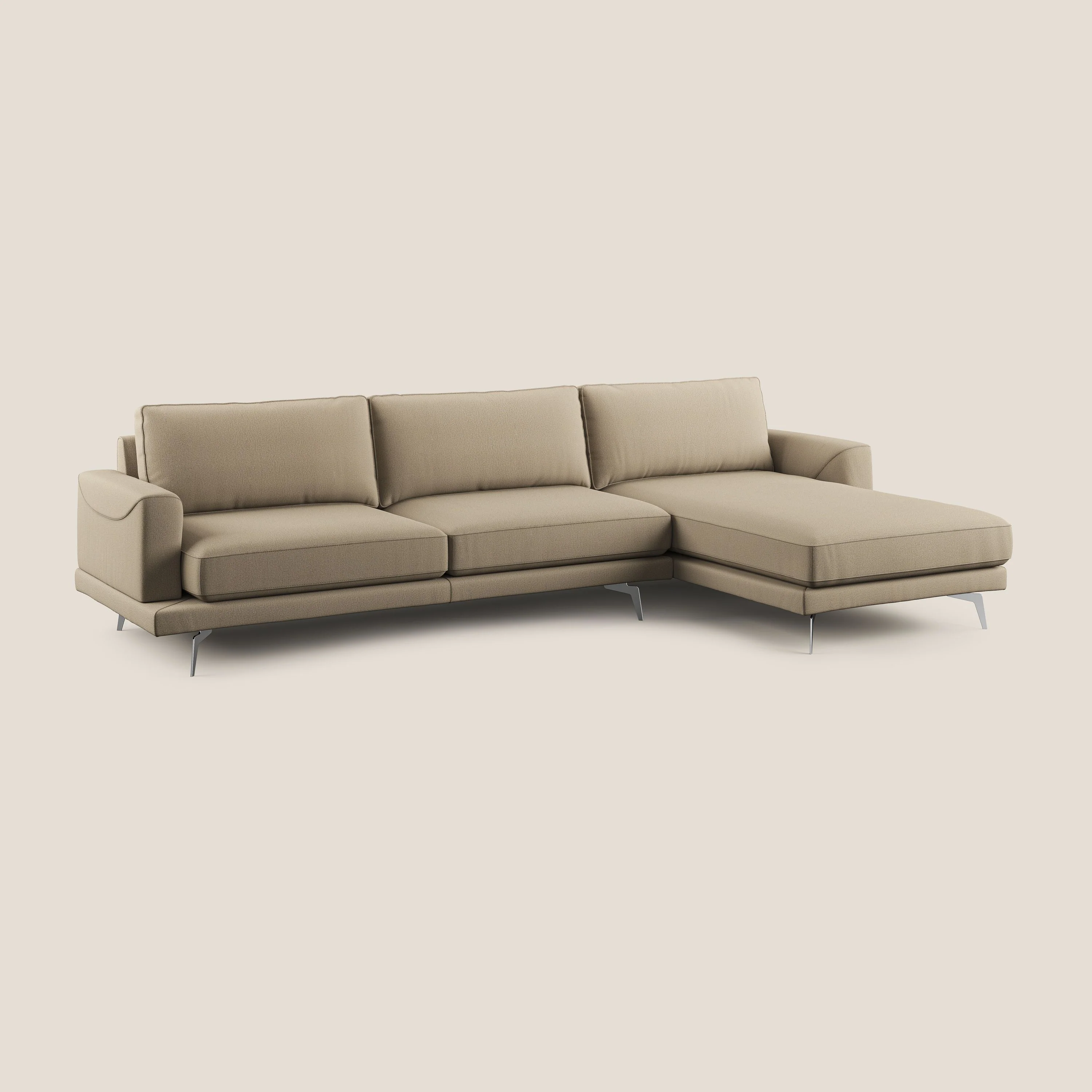 Dorian canapé d'angle moderne en tissu doux anti-tache T05 beige - Image 2