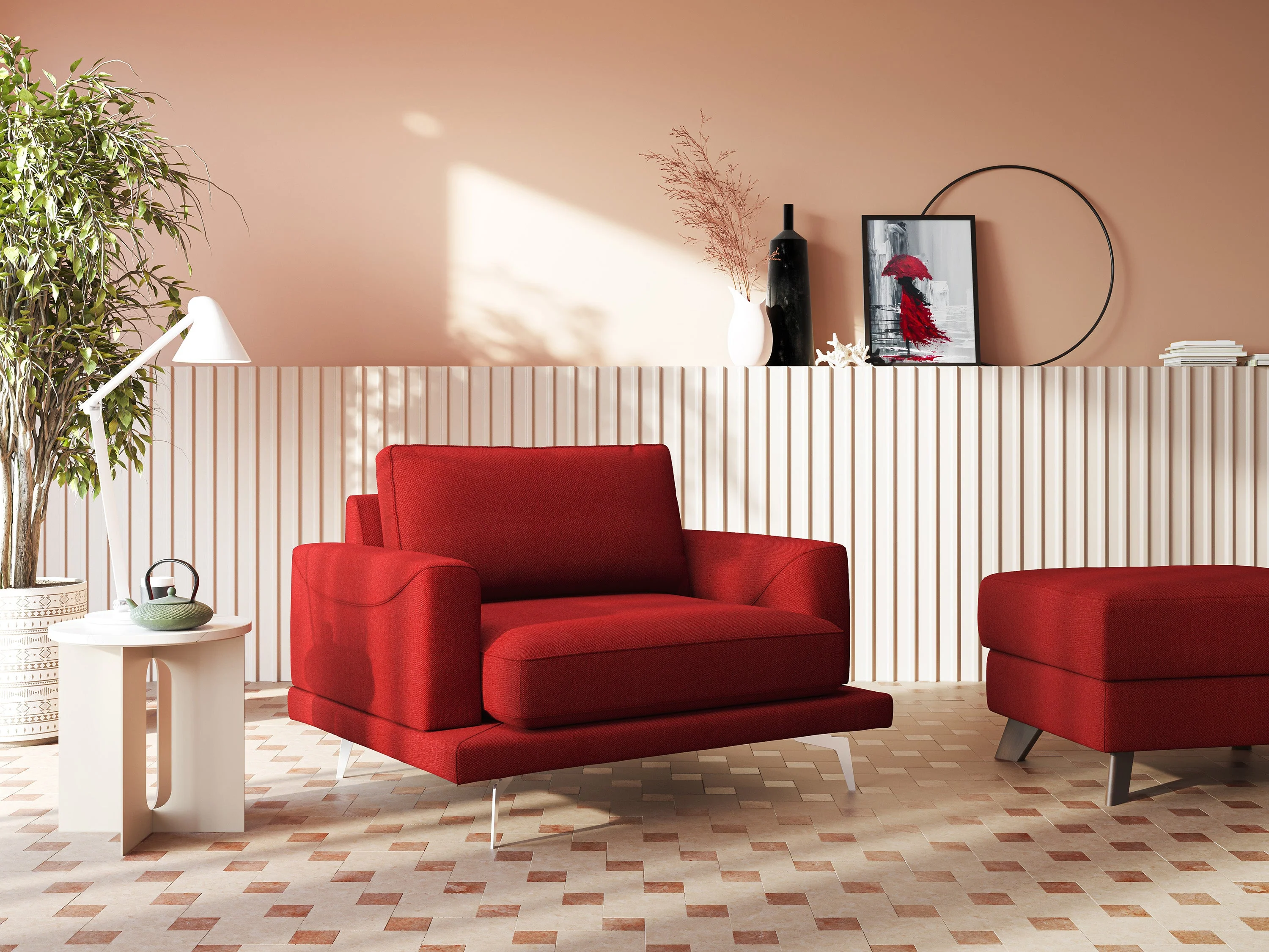 Dorian fauteuil moderne en tissu doux anti-tache T05 marron - Image 10